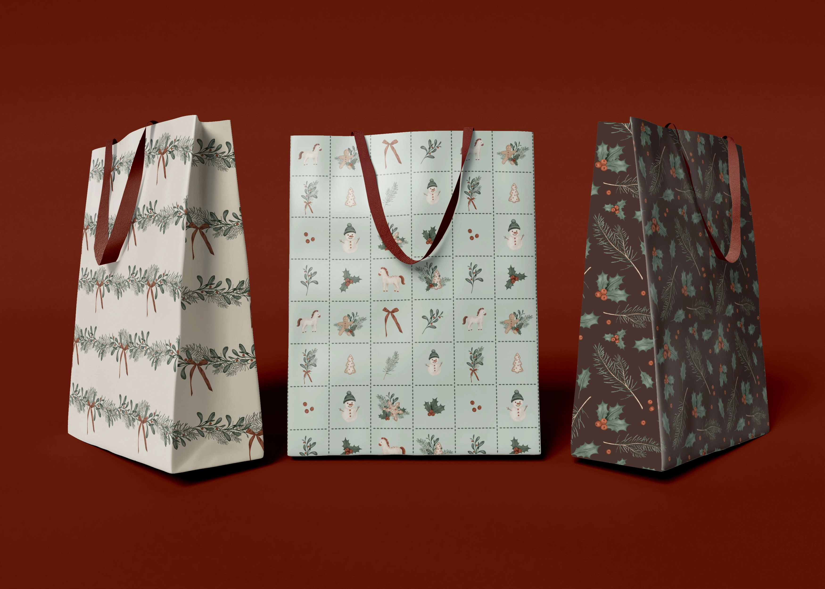 Бесшовные новогодние паттерны с символом года - скриншот 10