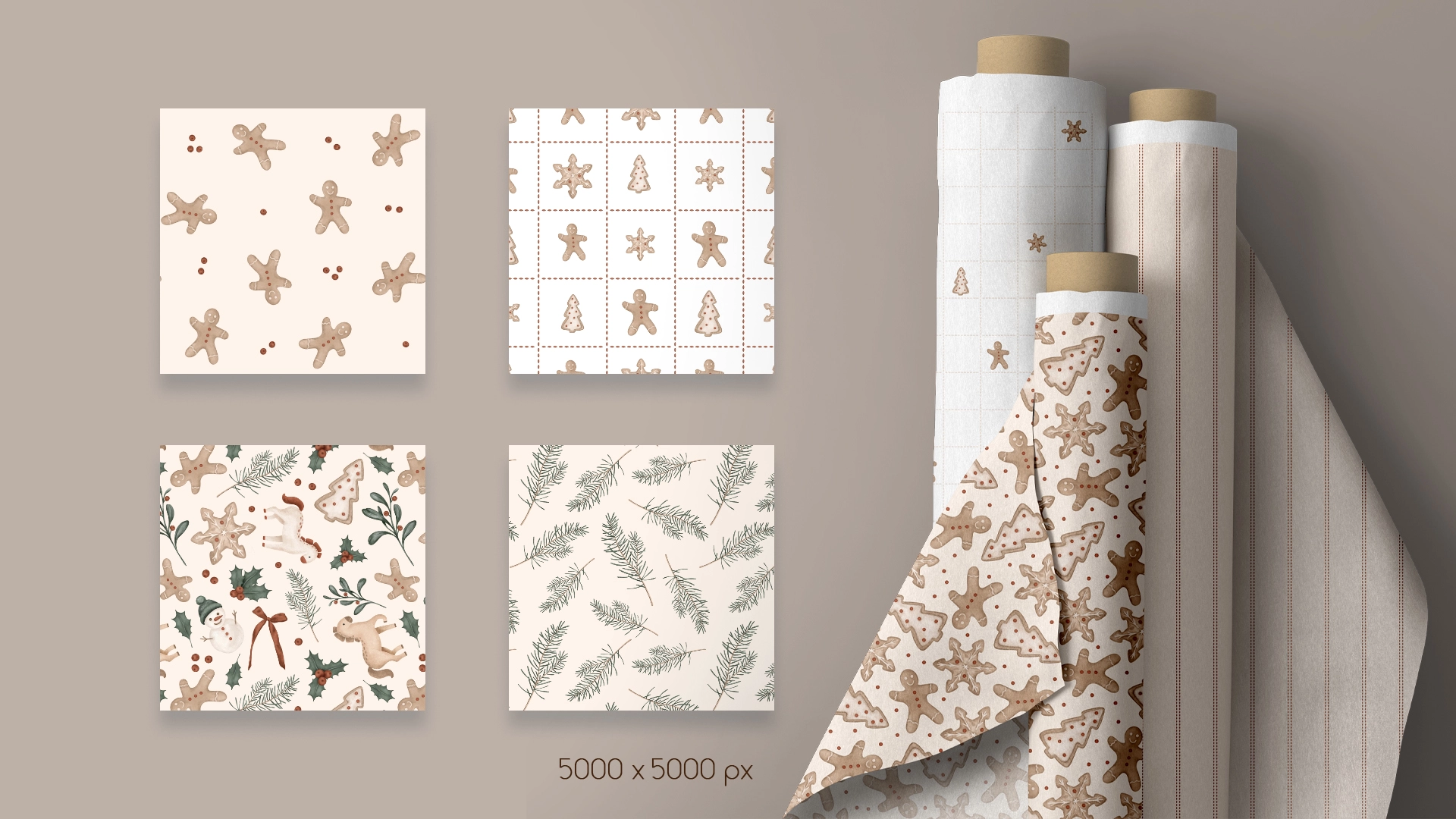 Бесшовные новогодние паттерны с символом года - скриншот 3