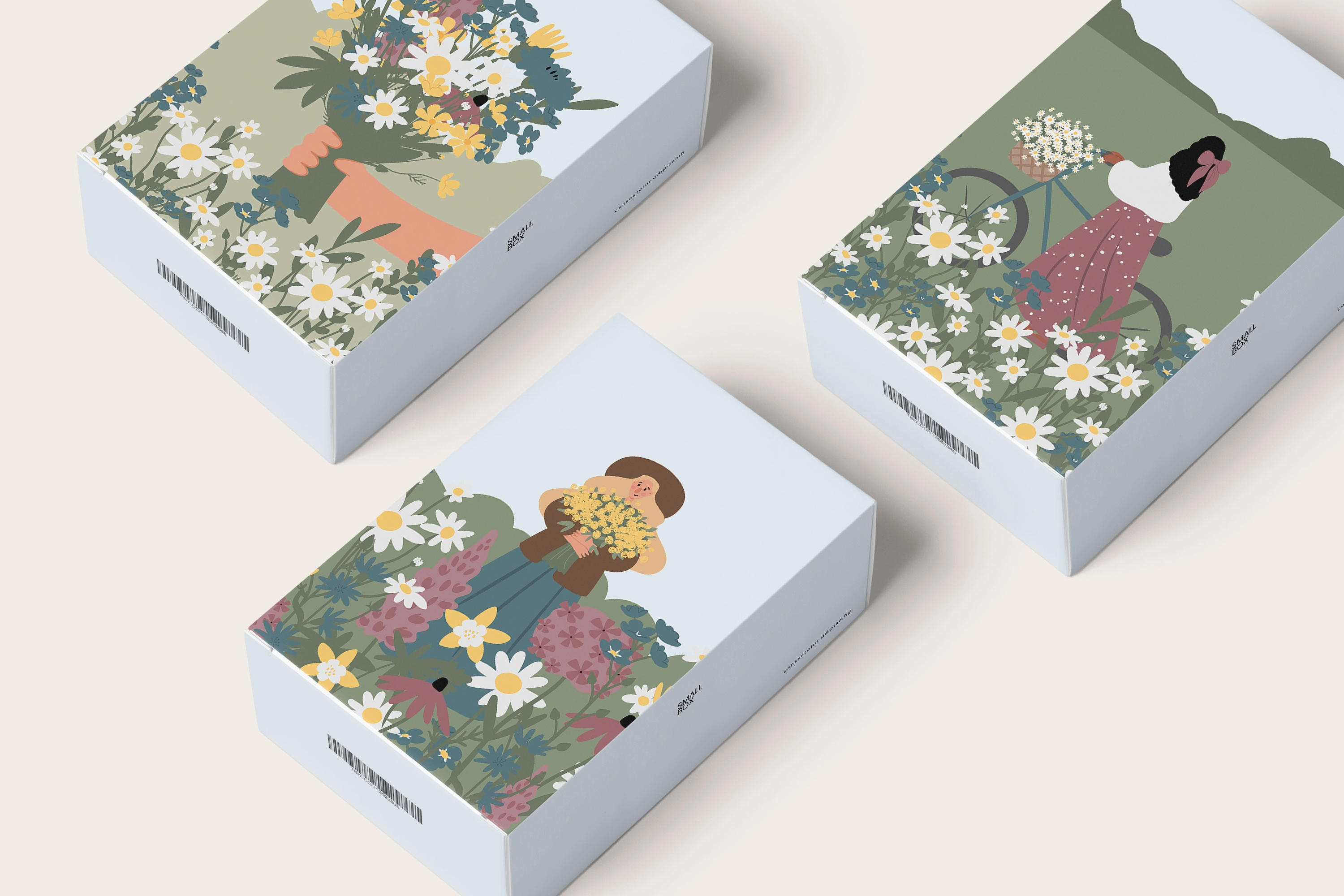 Коллекция иллюстраций с девушками разных национальностей в цветущем лугу - скриншот 4