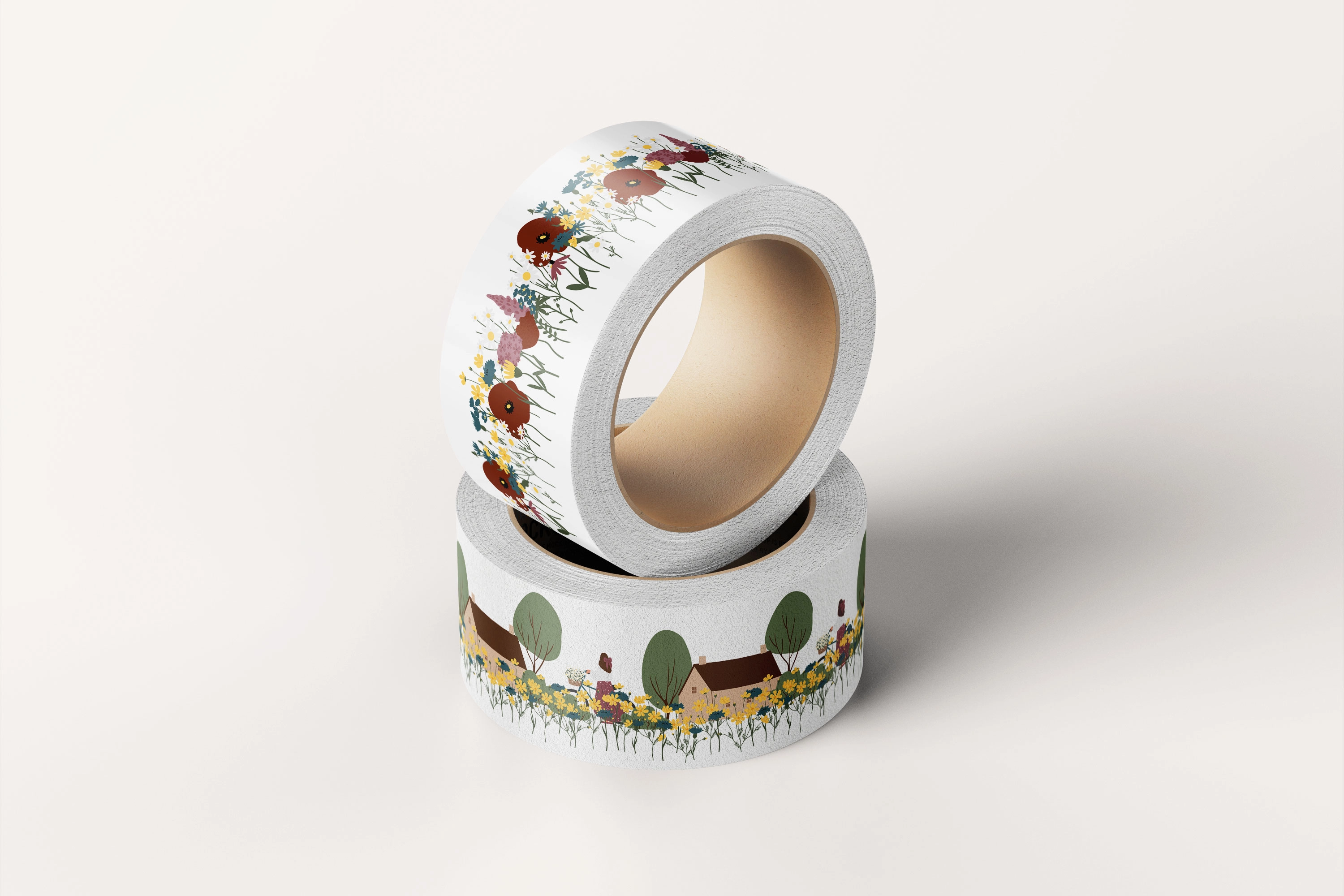 Коллекция бесшовных бордюров с полевыми цветами и девушками в стиле коттеджкор - скриншот 4