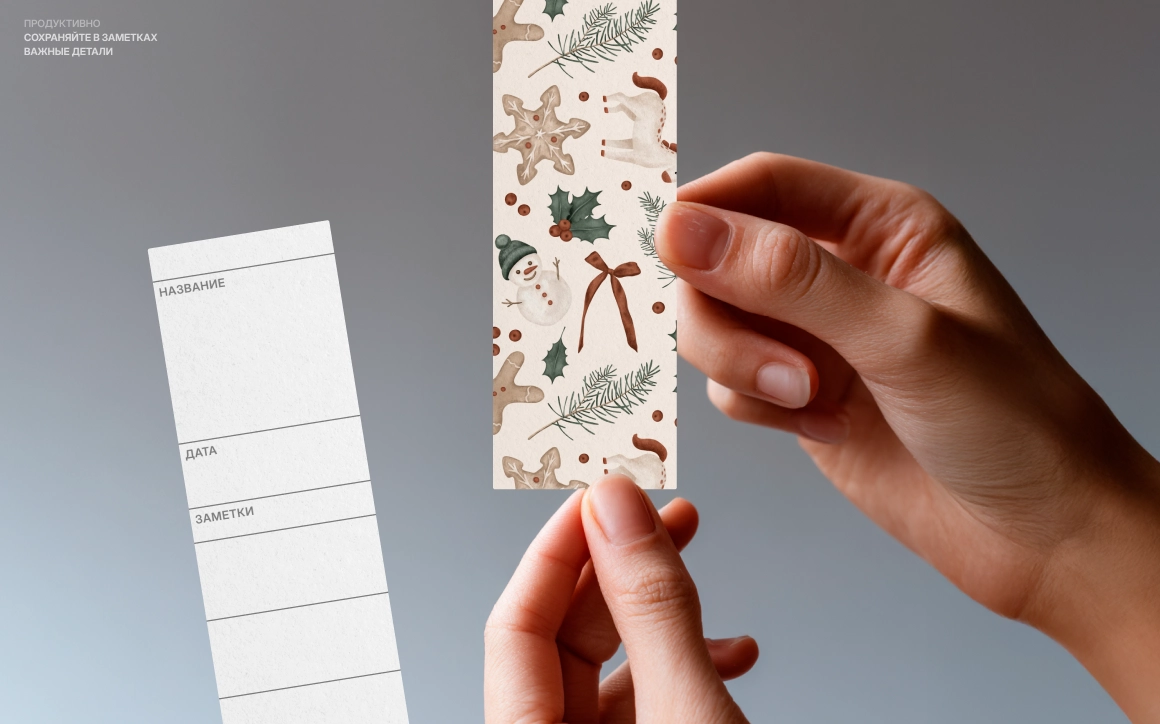Книжные закладки с заметками. Шаблон с новогодними символами - скриншот 5