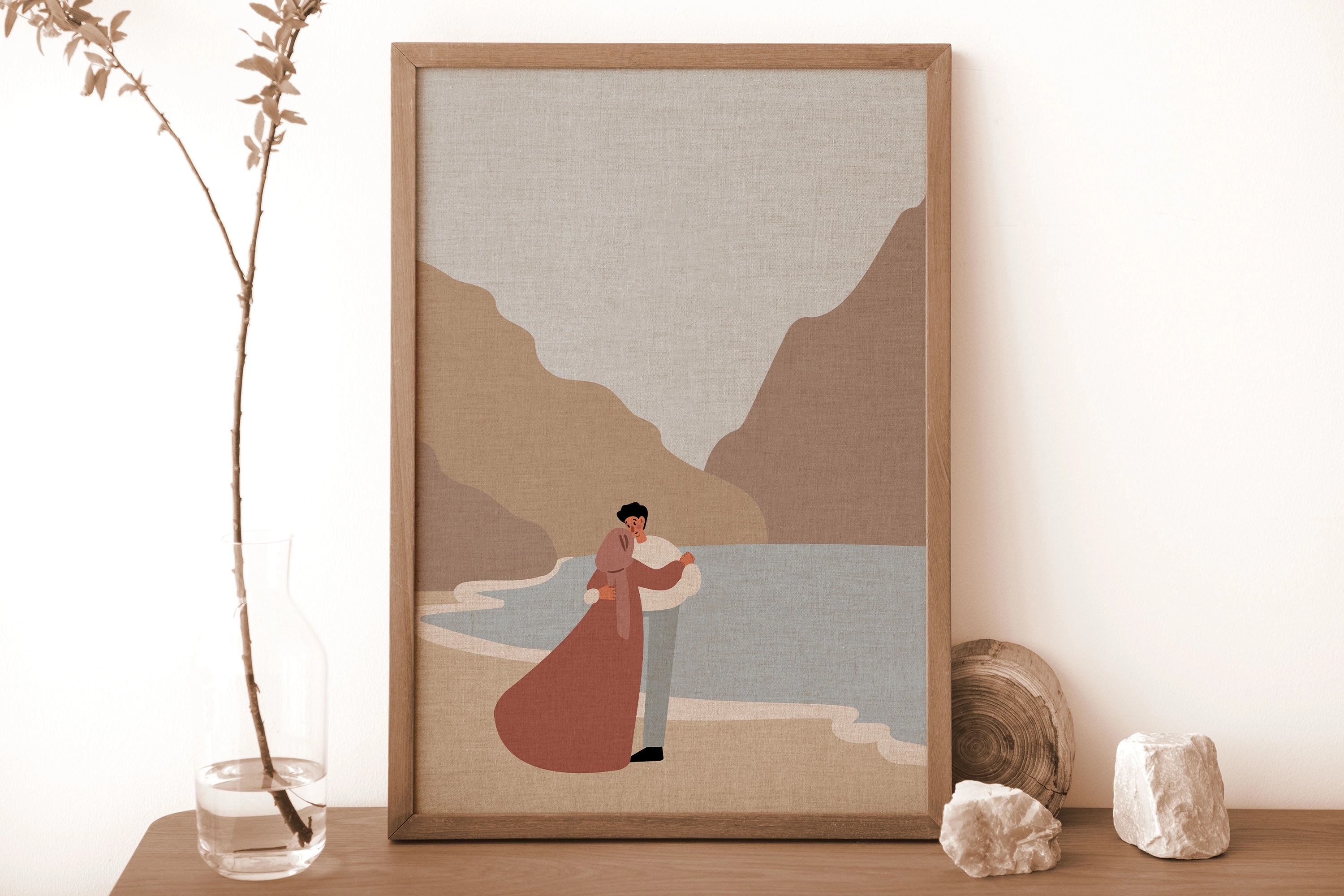 Коллекция иллюстраций с прибрежными сценами, романтическими композициями с девушками и морскими львами - скриншот 7