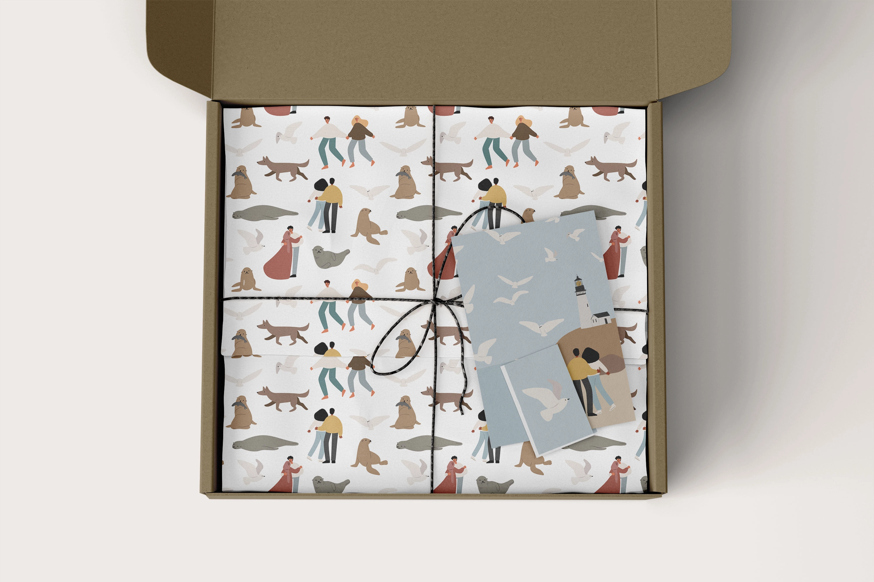 Коллекция бесшовных паттернов с морскими обитателями и девушками на побережье - скриншот 3