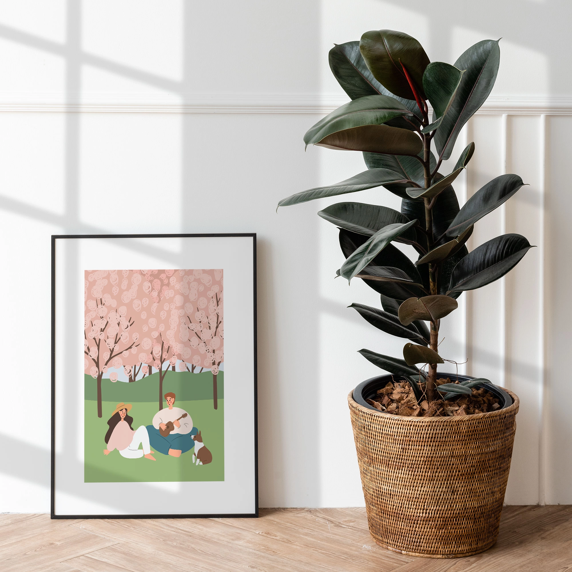 Набор иллюстраций летнего пикника с людьми в парке - скриншот 5