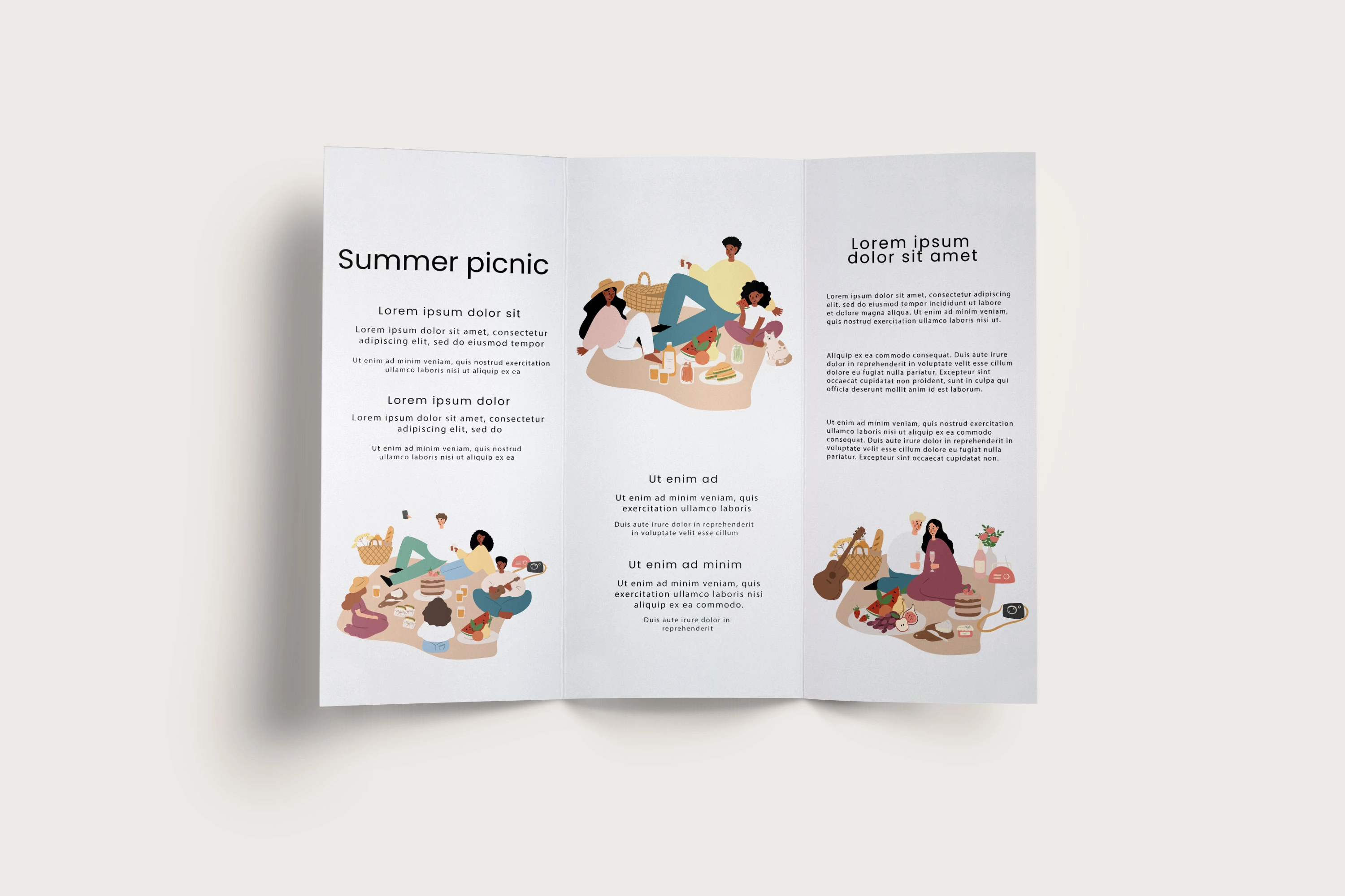 Иллюстрации сцен летнего пикника с людьми и животными в парке - скриншот 3