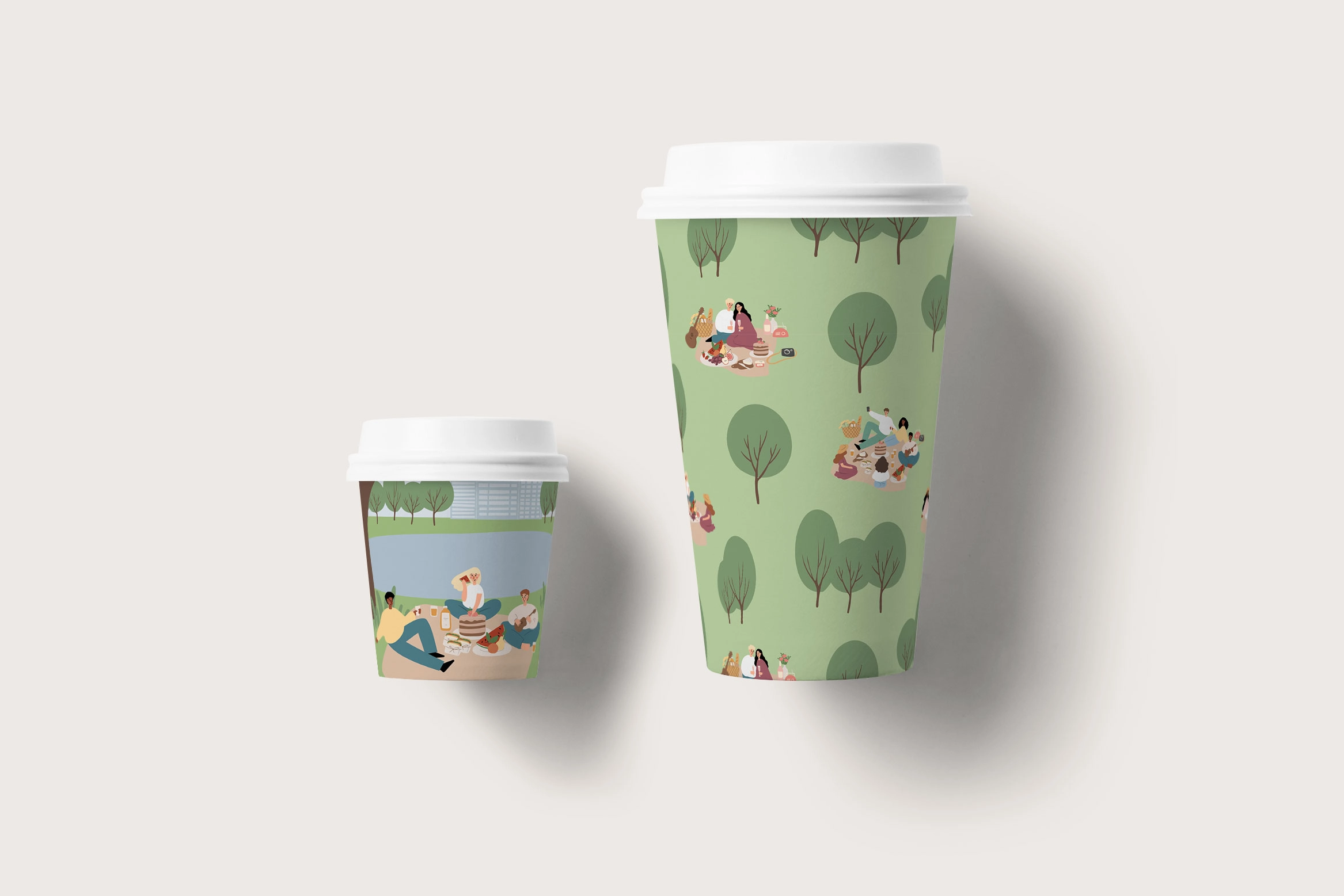 Набор бесшовных узоров со сценами летнего пикника - скриншот 3