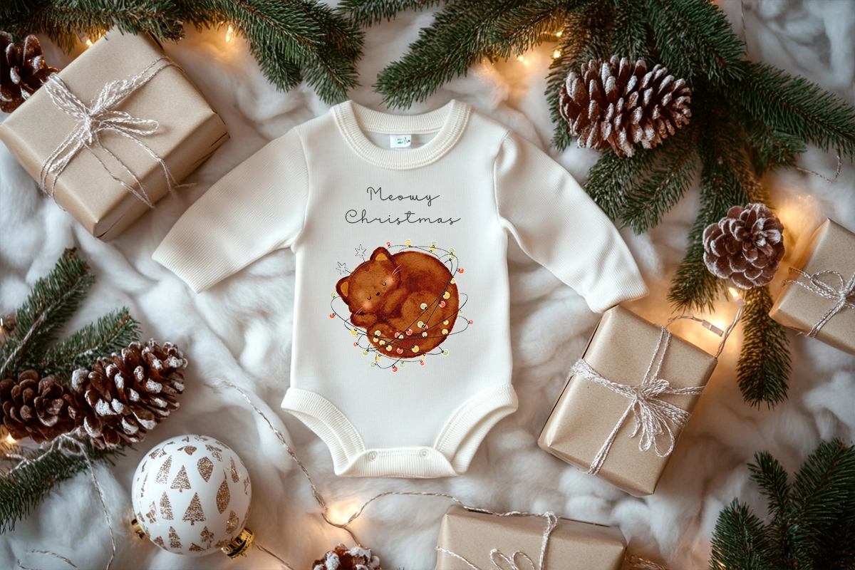 Новогодние котики, акварельная коллекция иллюстраций и паттернов - скриншот 1