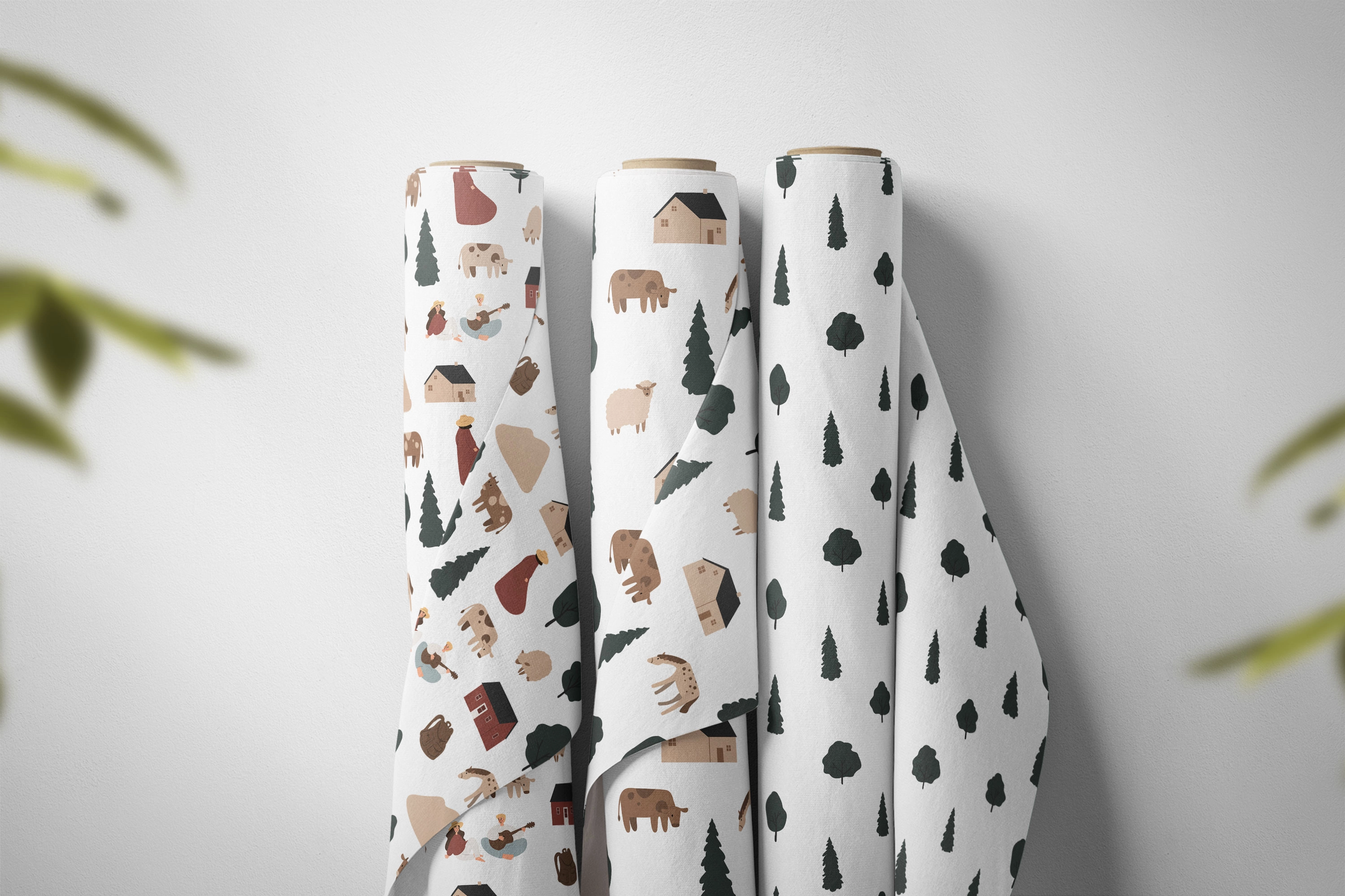 Набор бесшовных векторных паттернов с мотивами горного похода, с туристами, палатками и животными для текстиля и фонов - скриншот 2