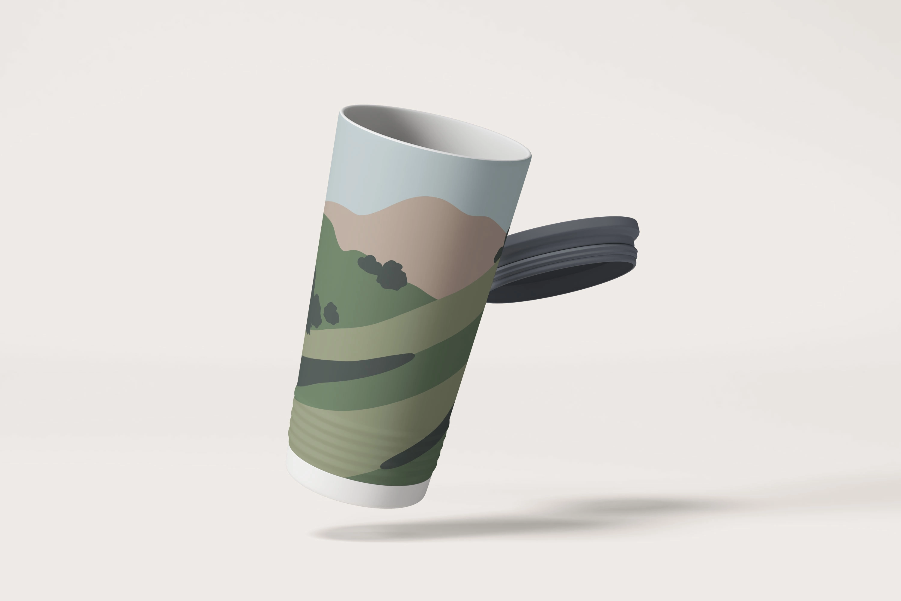 Набор лаконичных иллюстраций с горными видами, пейзажей с широкими просторами, умиротворёнными берегами озёр и тропами - скриншот 8