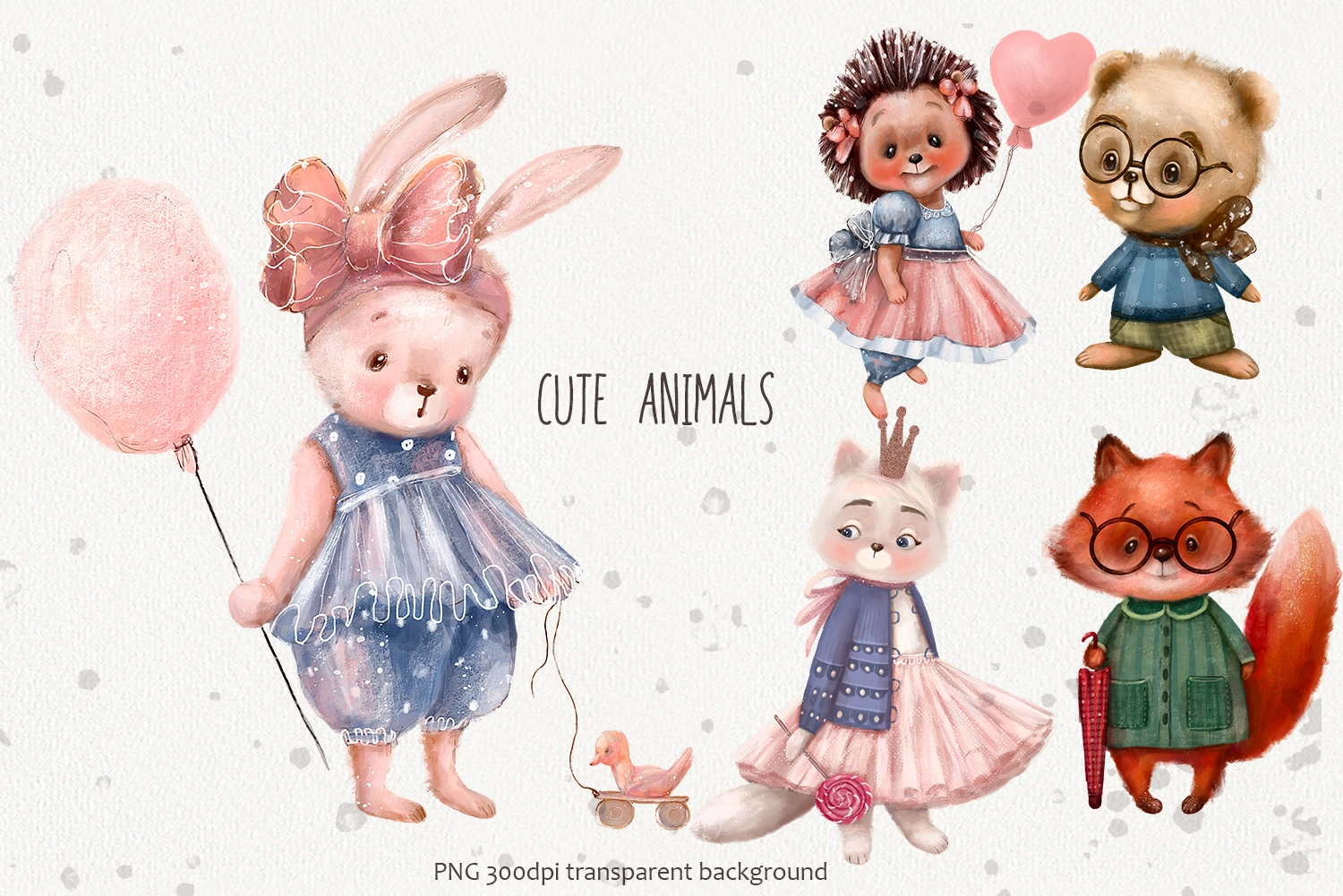 Cute Animals — акварельный клипарт с милыми животными - скриншот 3