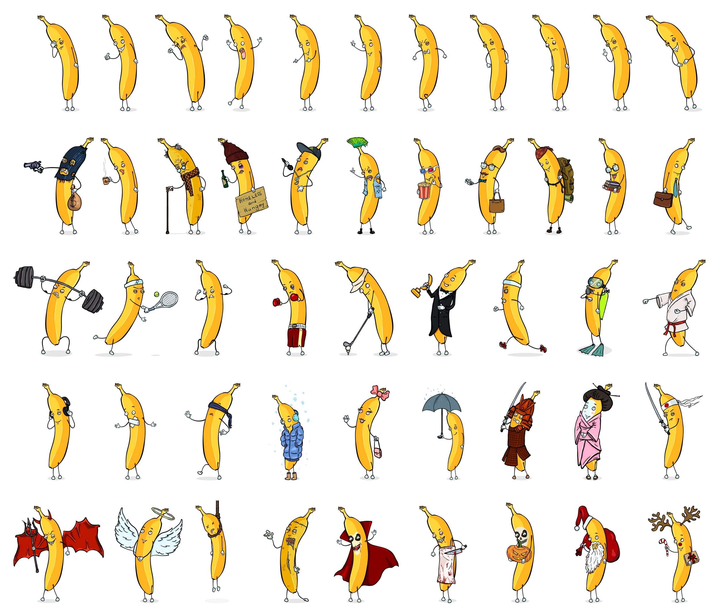 Мультяшные персонажи: Банан. Графический набор - превью главного изображения