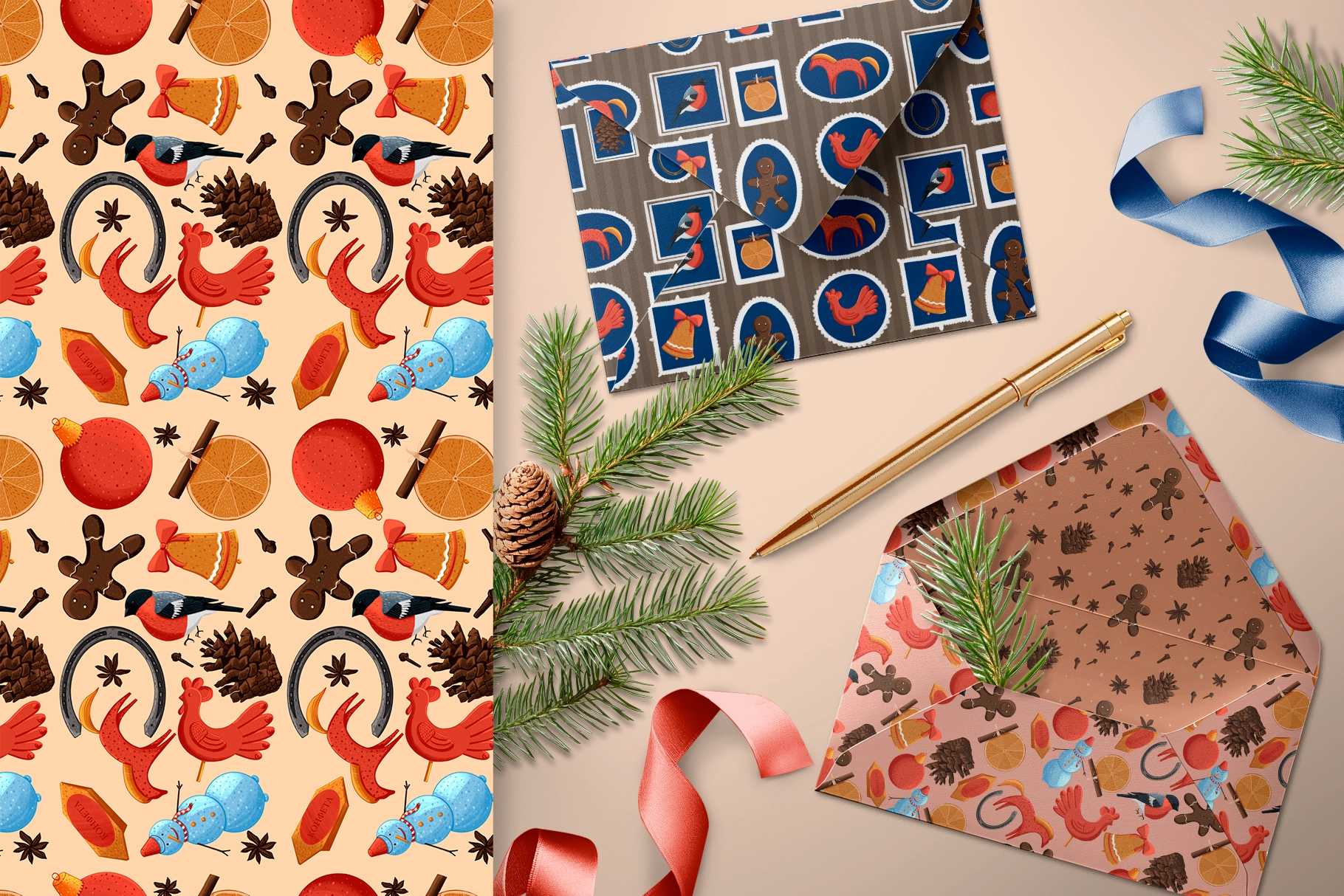 Зимняя коллекция. Набор зимних паттернов и элементов - скриншот 2