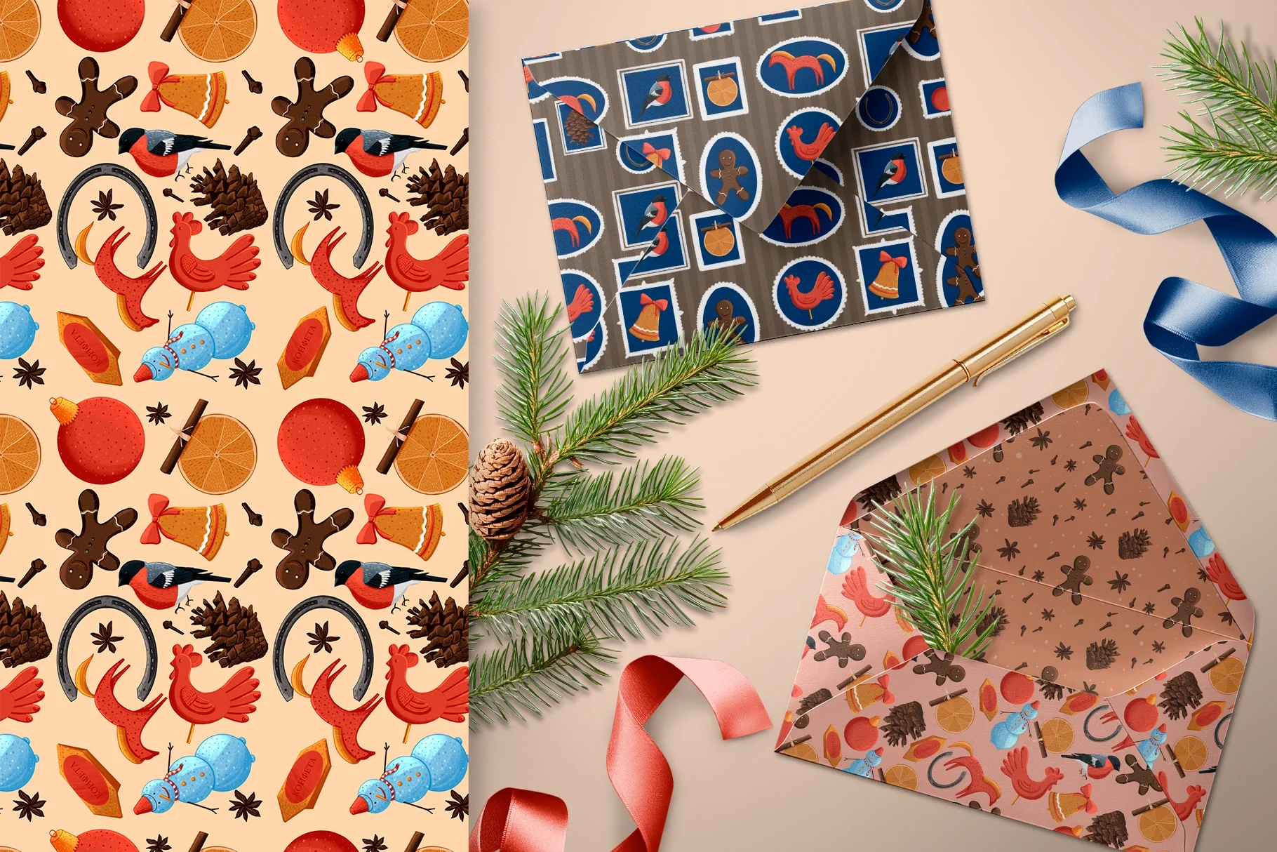 Зимняя коллекция. Набор зимних паттернов и элементов - скриншот 2