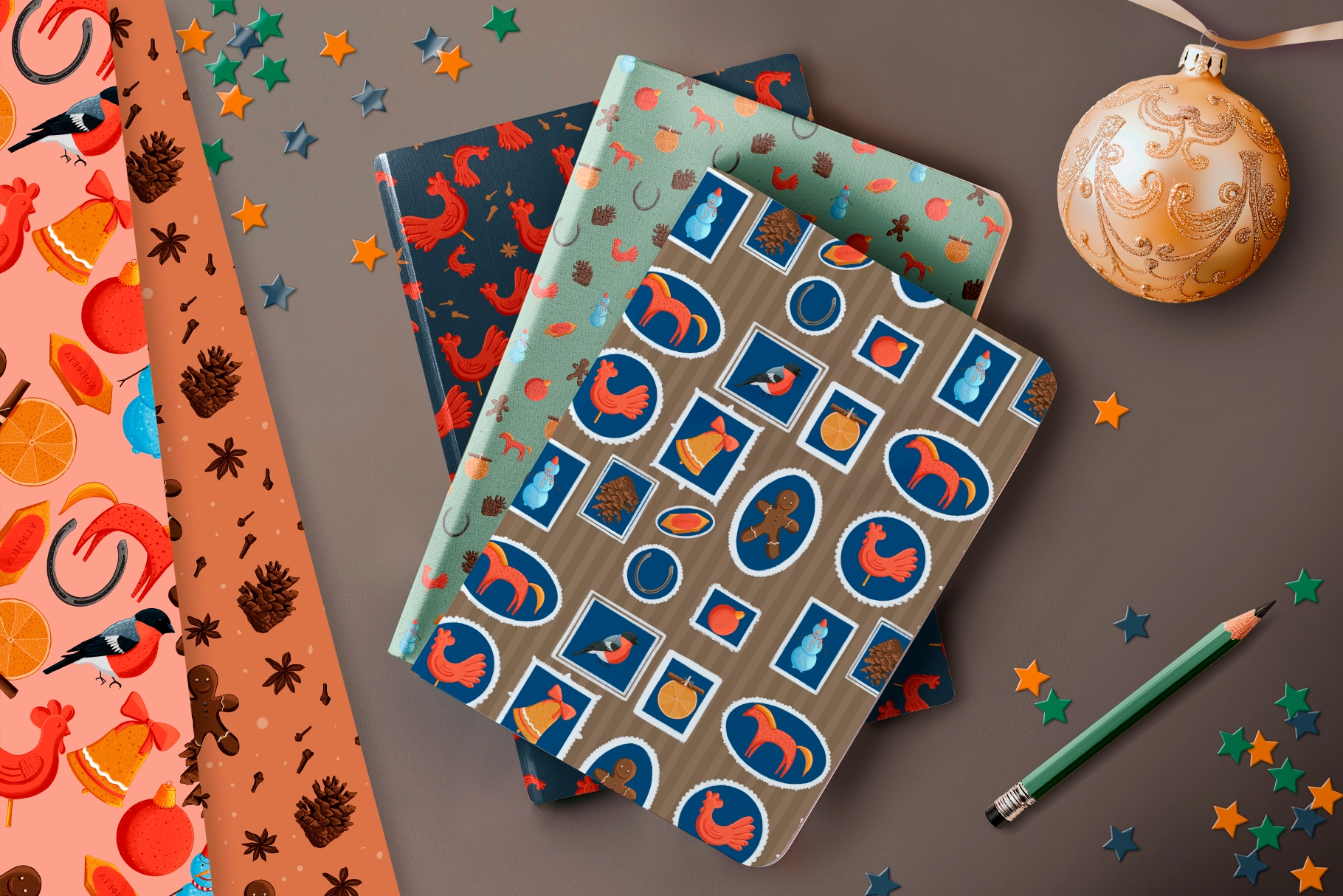 Зимняя коллекция. Набор зимних паттернов и элементов - скриншот 5