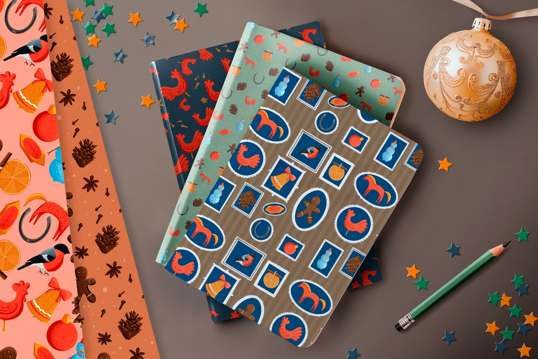 Зимняя коллекция. Набор зимних паттернов и элементов - скриншот 5