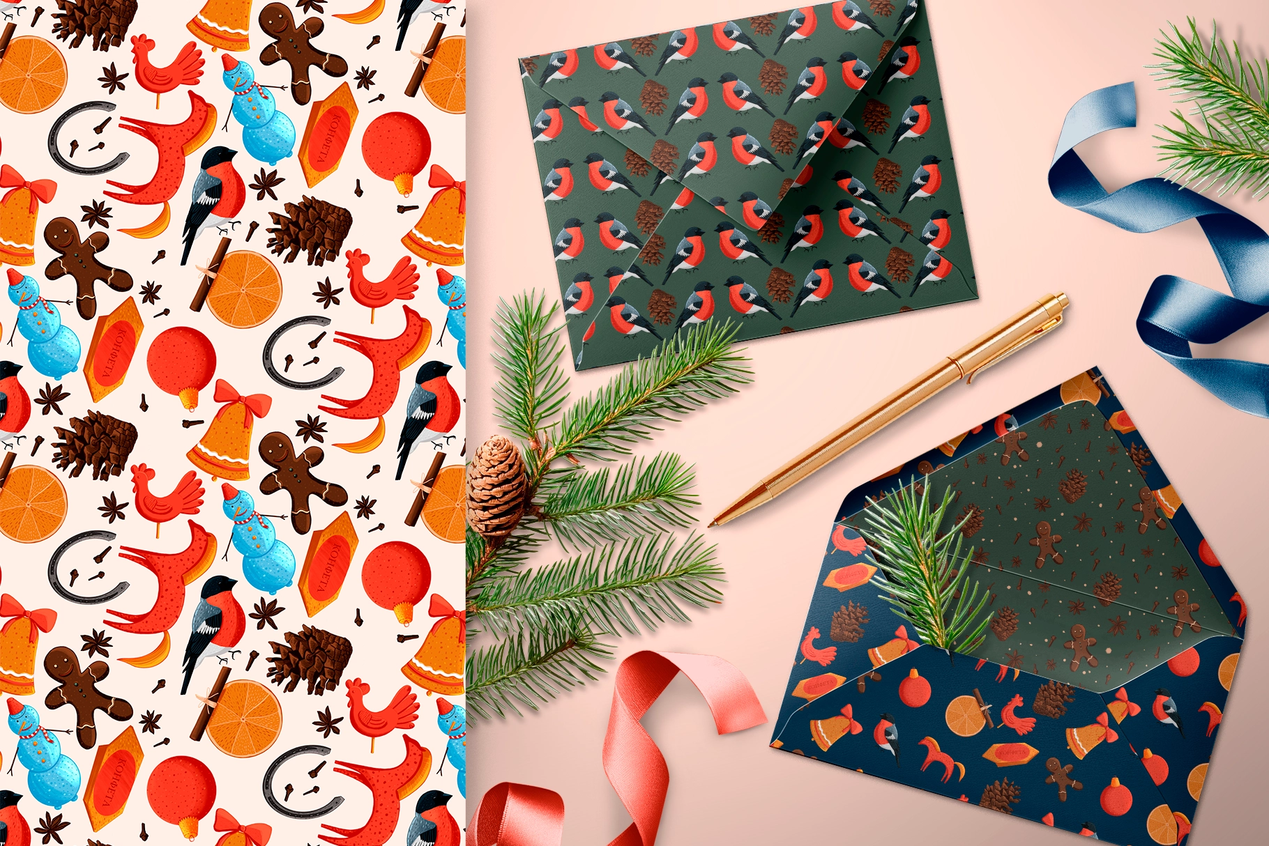 Зимняя коллекция. Набор зимних паттернов и элементов - скриншот 7