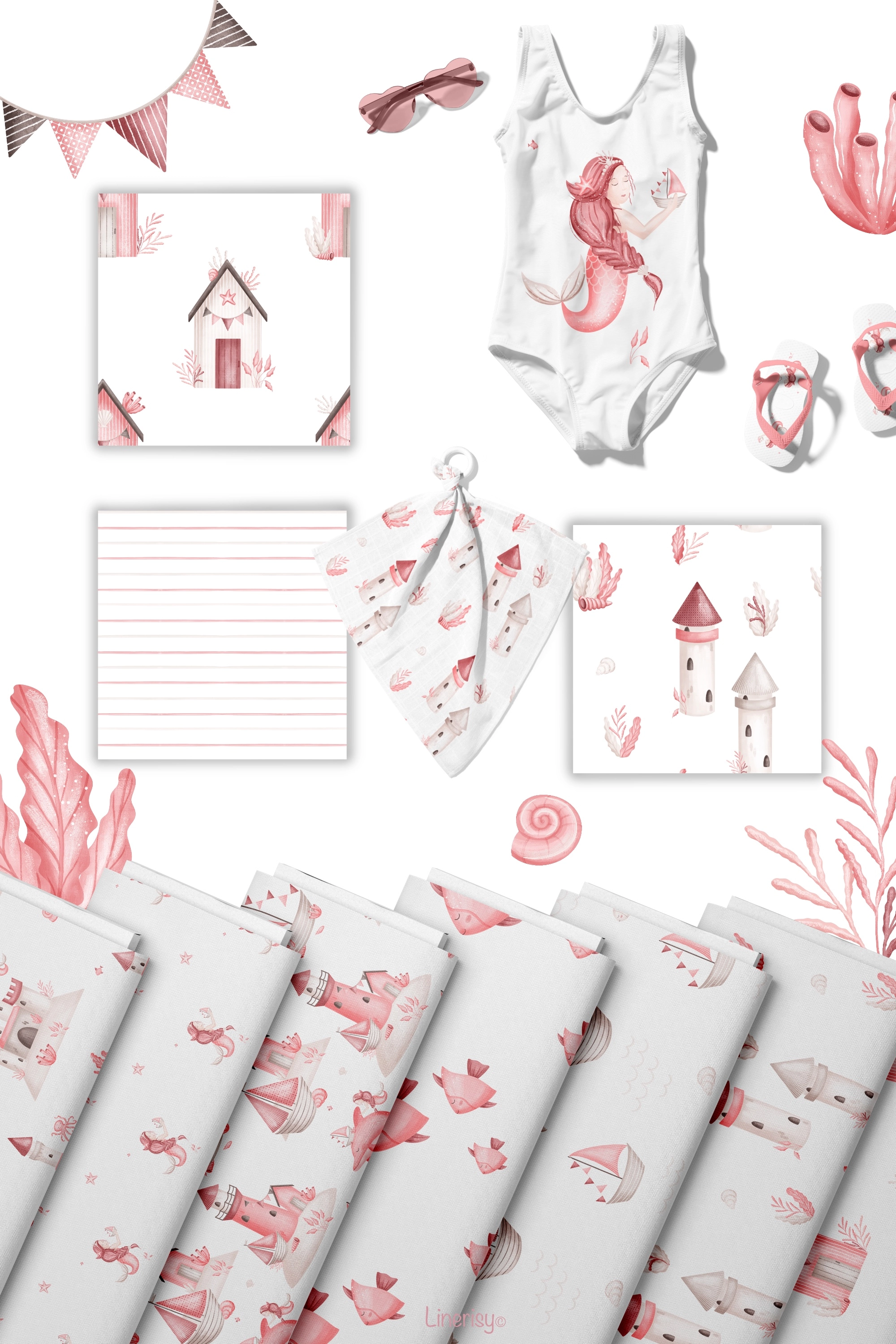 Набор бесшовных паттернов «Русалка» - скриншот 5