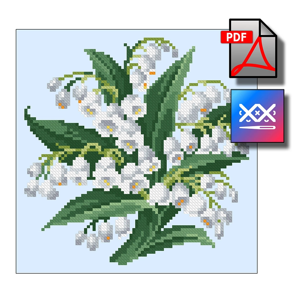 "Ландыши" восстановленная старинная схема вышивки - превью главного изображения