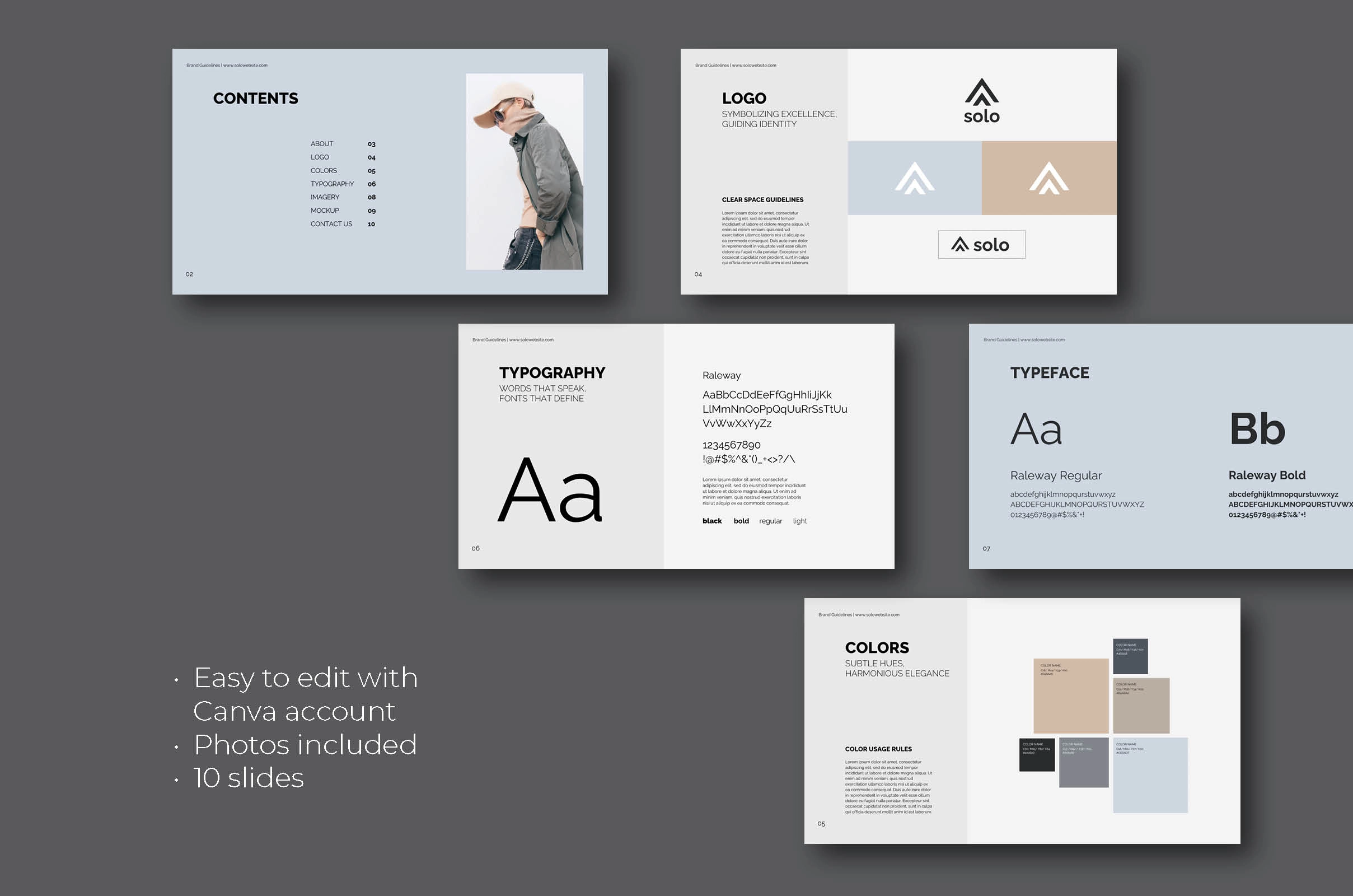 SOLO. Шаблон презентации фирменного стиля в Canva. - скриншот 1