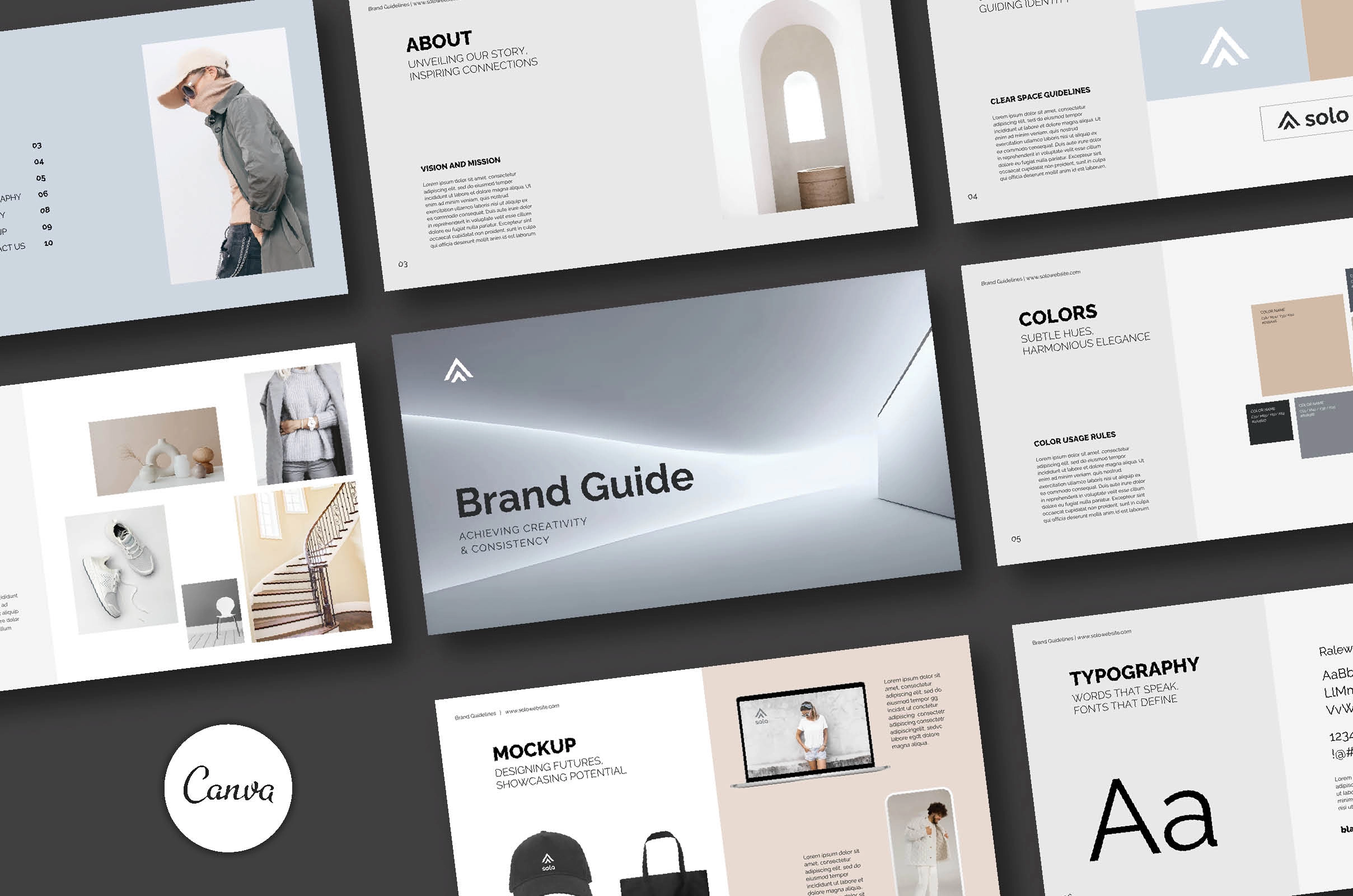 SOLO. Шаблон презентации фирменного стиля в Canva. - превью главного изображения