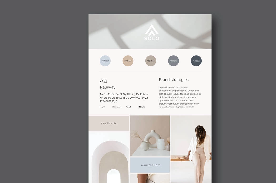 SOLO. Стильный шаблон брендборда в Canva. - скриншот 1