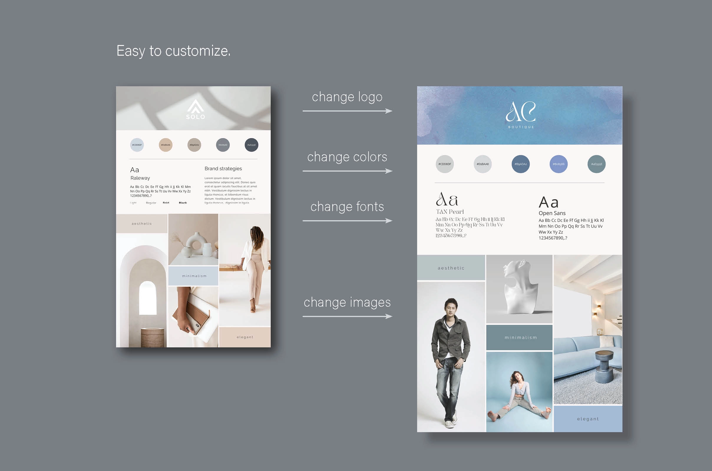 SOLO. Стильный шаблон брендборда в Canva. - скриншот 2