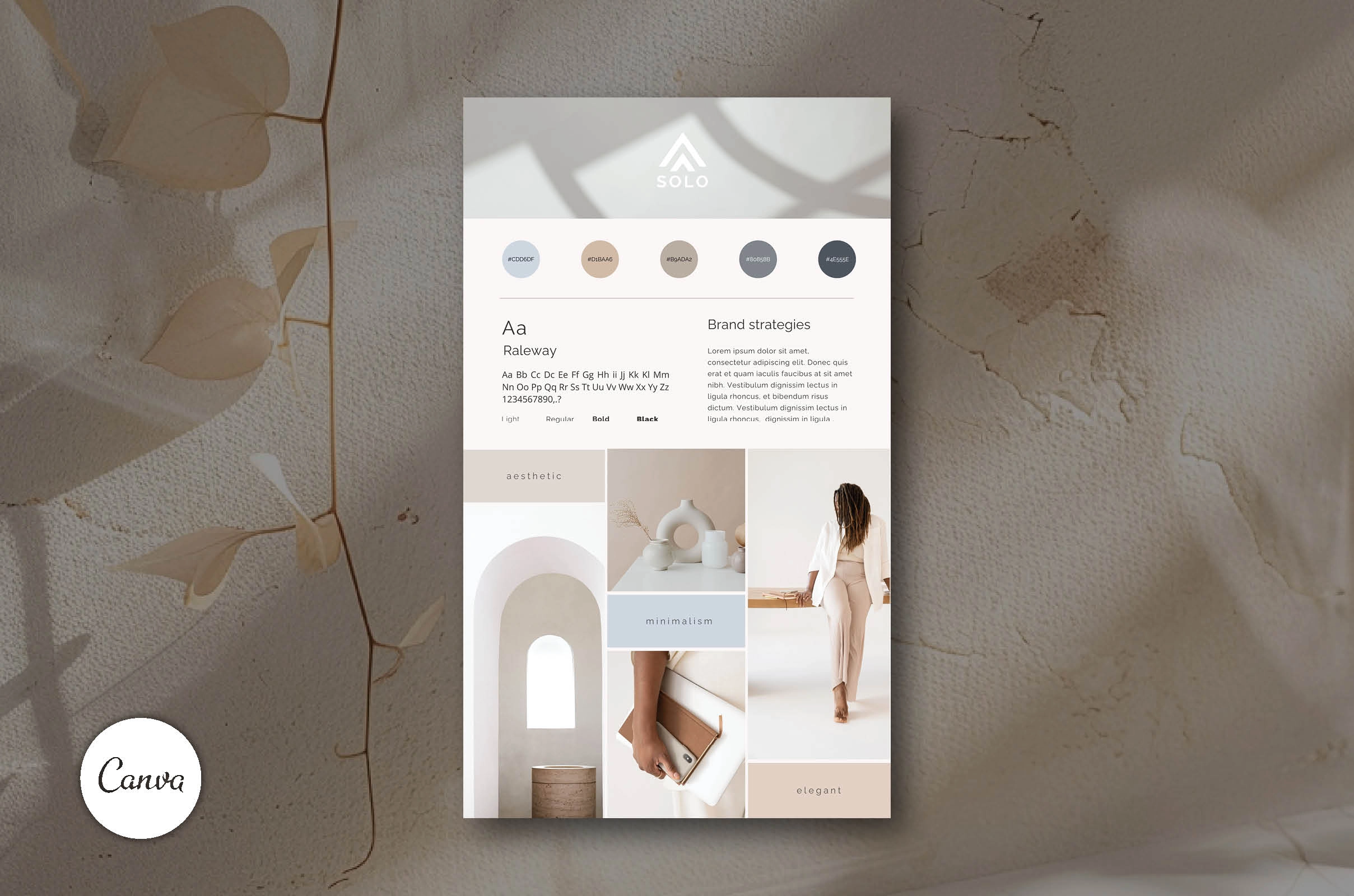 SOLO. Стильный шаблон брендборда в Canva. - превью главного изображения