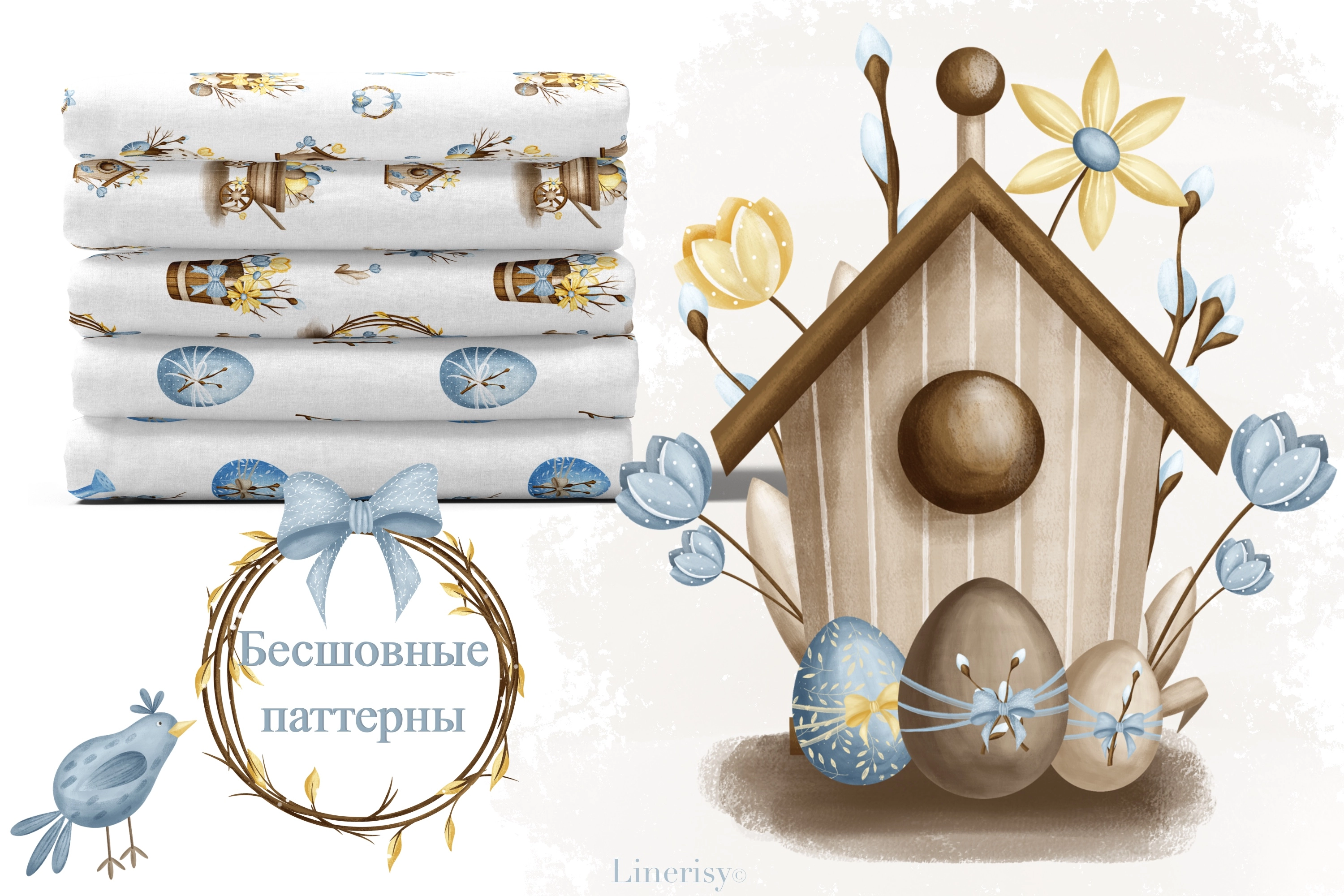 Коллекция «Светлая Пасха» — графические иллюстрации, композиции, постеры, фреймы, рамки и бесшовные паттерны - скриншот 4