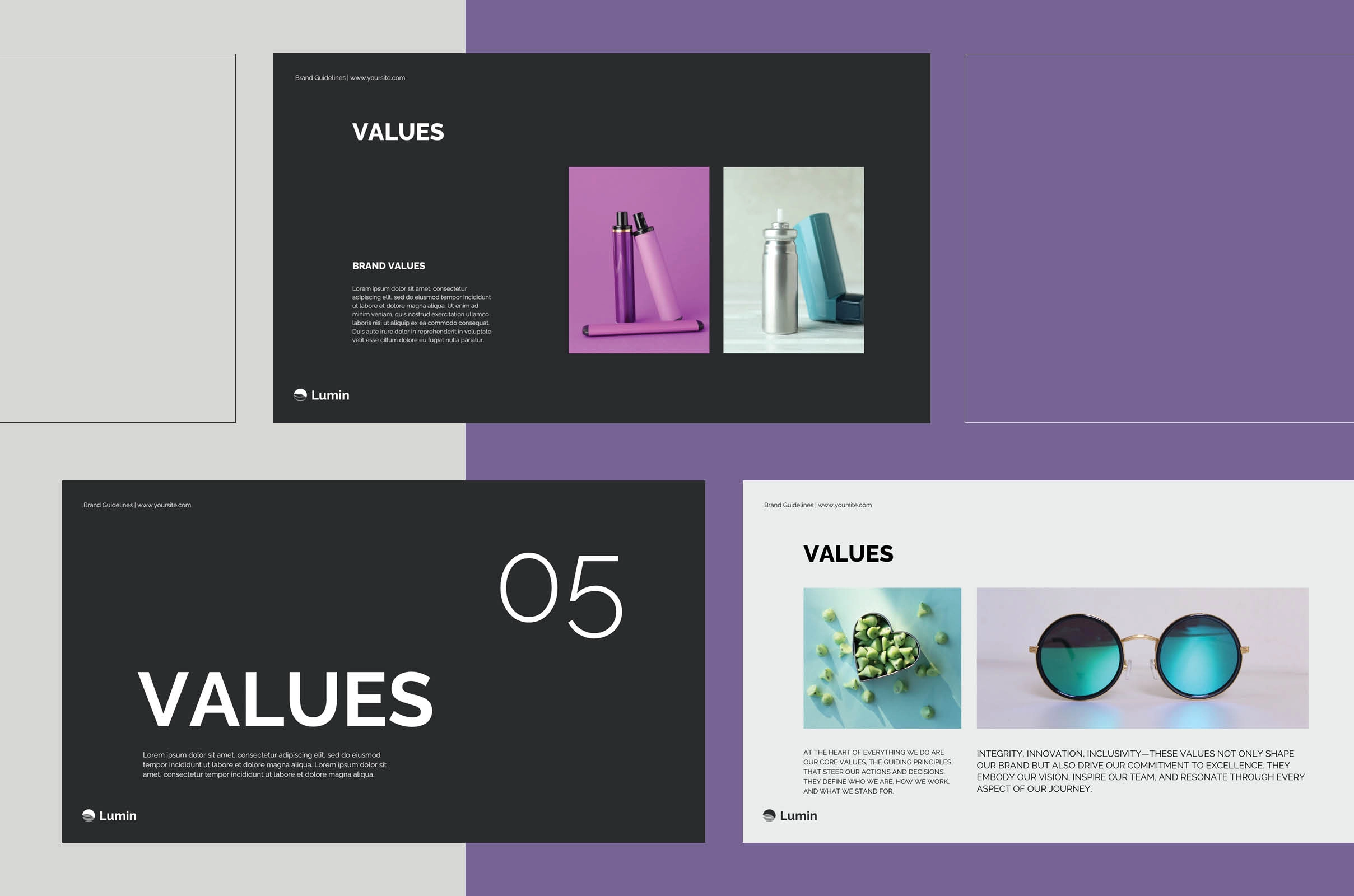 LUMIN. Презентация фирменного стиля — шаблон Canva. - скриншот 4