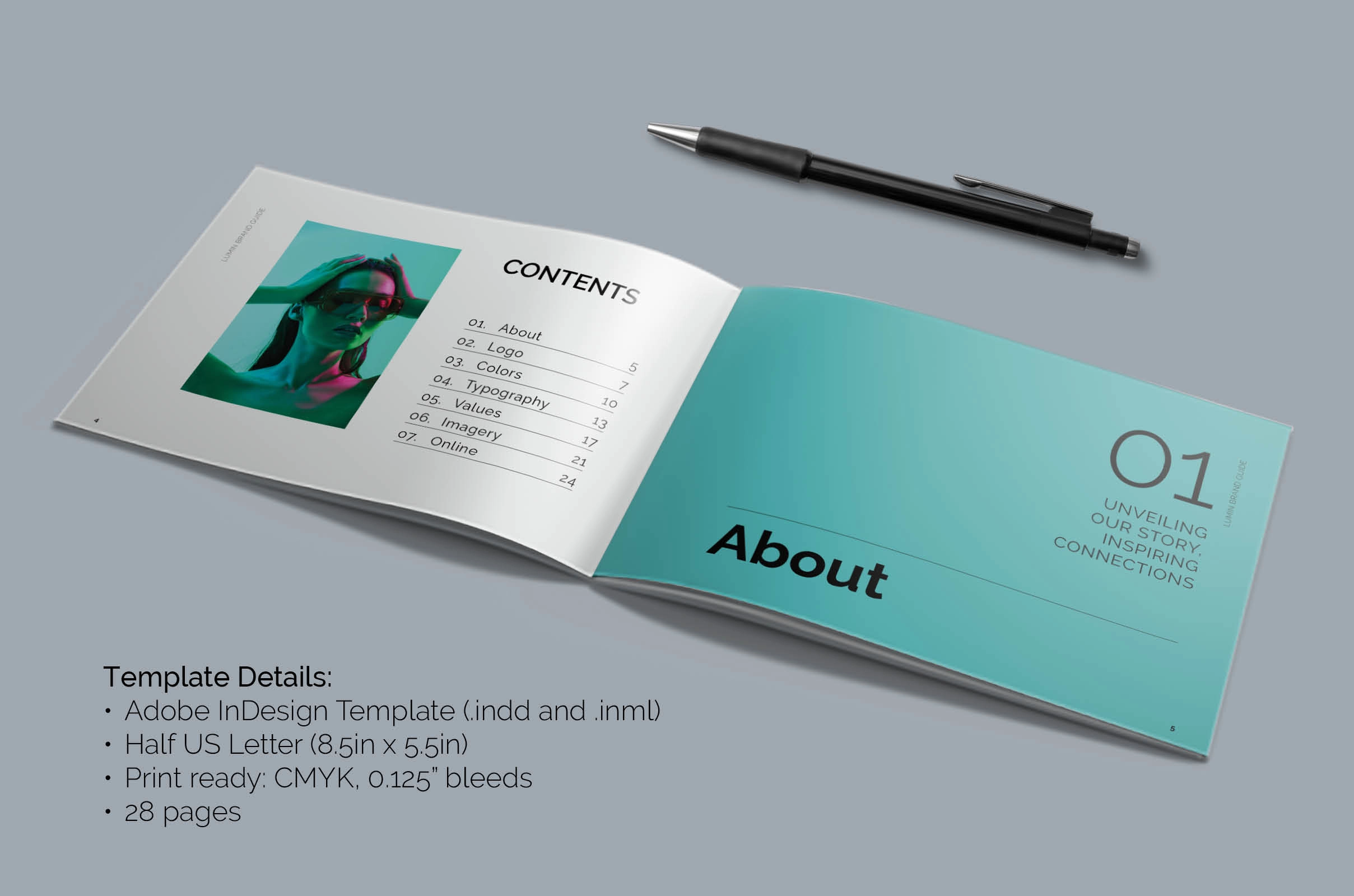 LUMIN. Брошюра фирменного стиля — шаблон InDesign. - скриншот 1