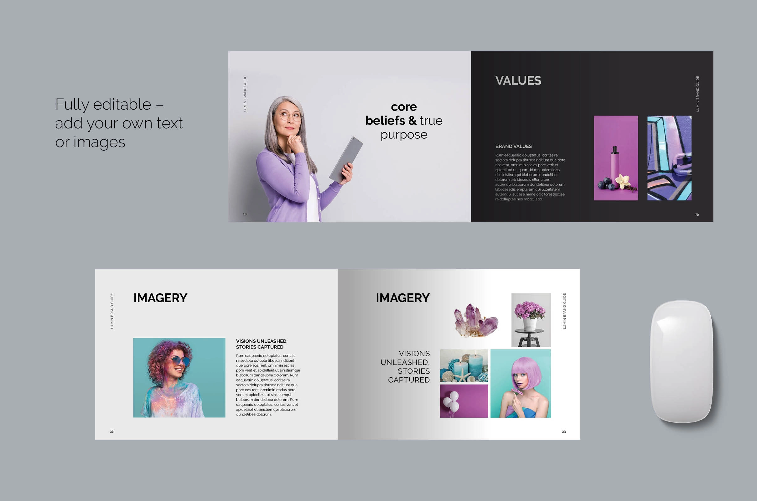 LUMIN. Брошюра фирменного стиля — шаблон InDesign. - скриншот 3