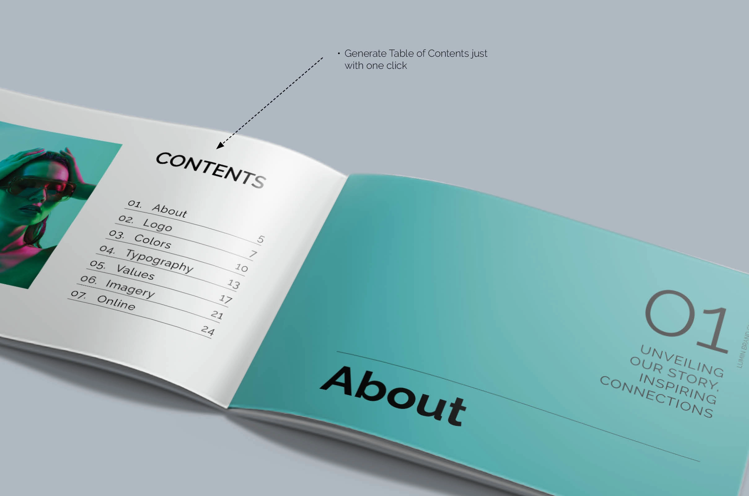 LUMIN. Брошюра фирменного стиля — шаблон InDesign. - скриншот 5