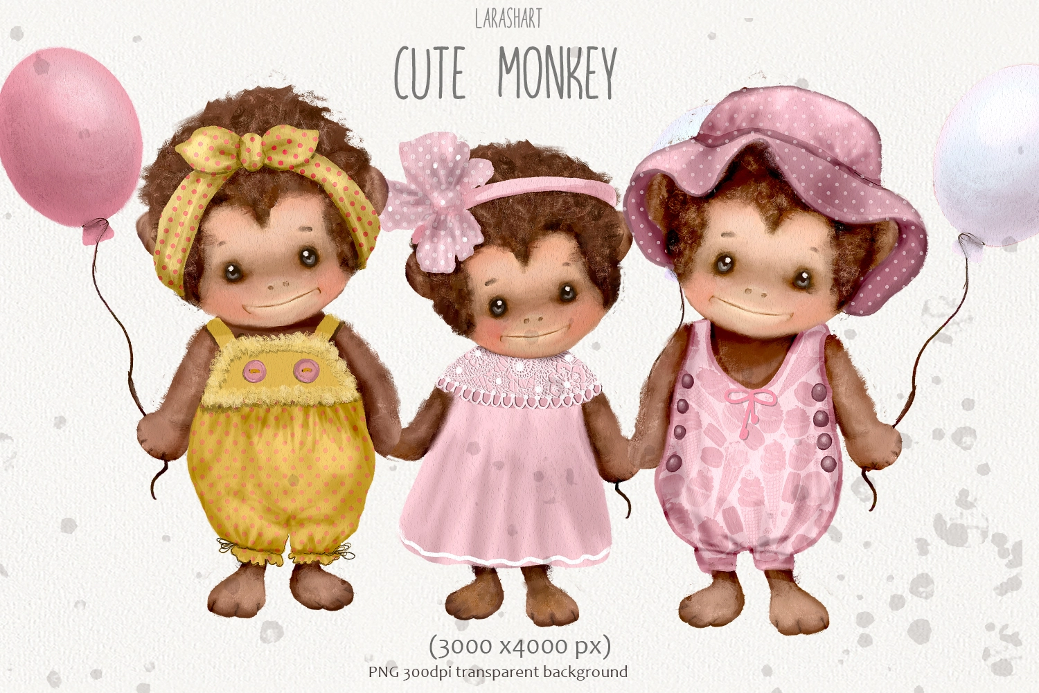 Обезьянки с воздушными шарами — клипарт - скриншот 3