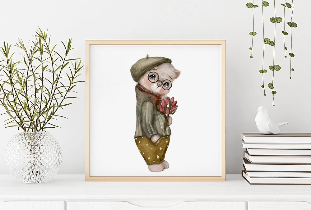 Милые очкарики — акварельные зайчики PNG клипарт - скриншот 3