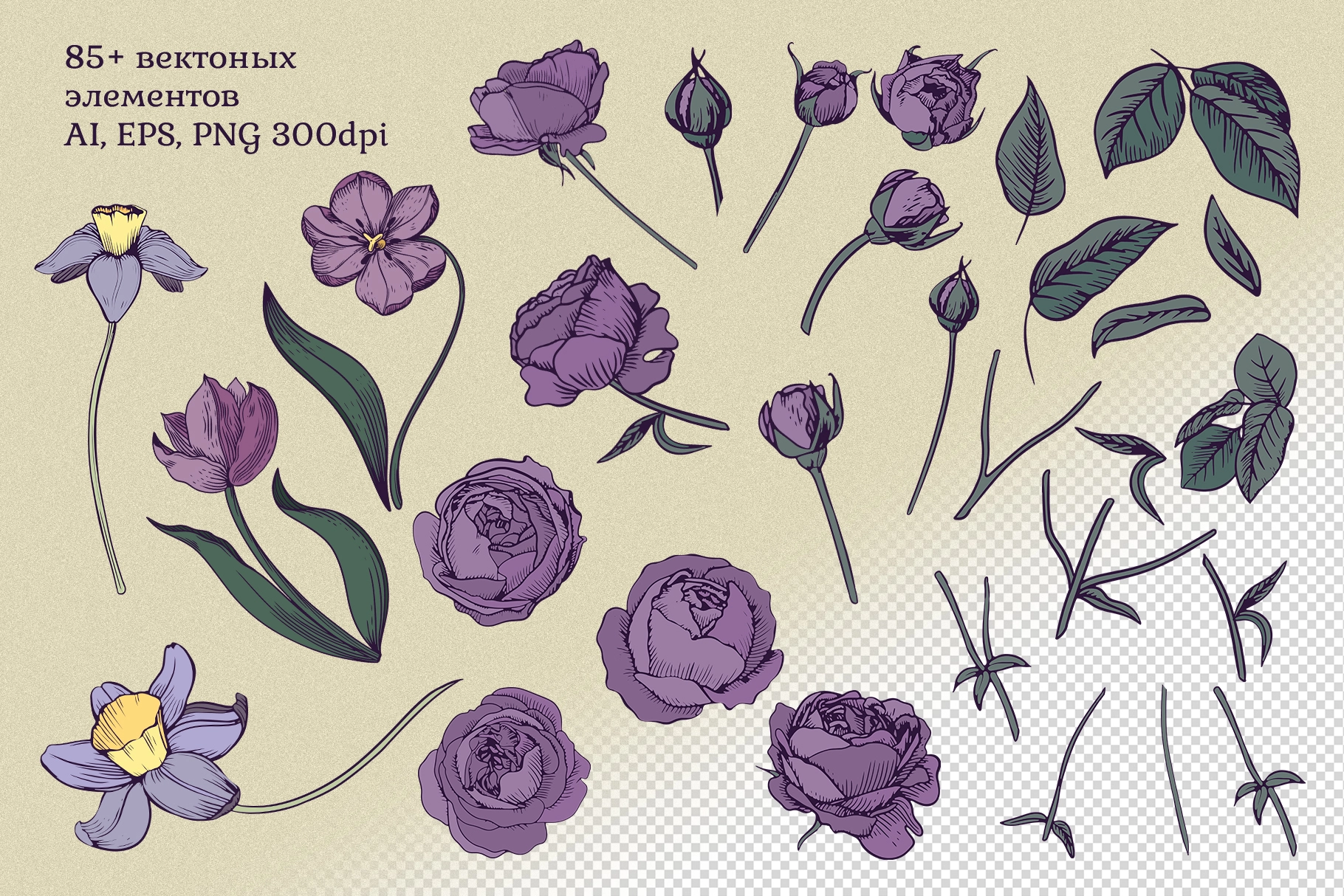 Векторный клипарт "Магия ночного сада" - скриншот 1