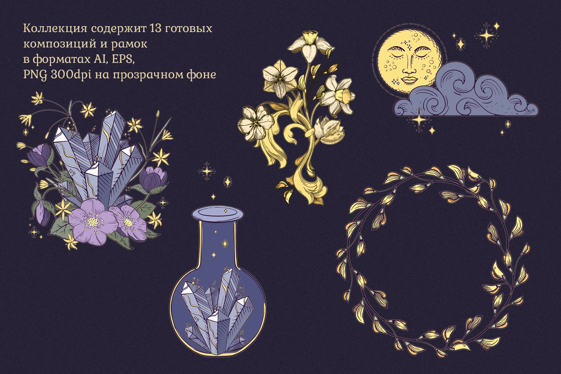 Векторный клипарт "Магия ночного сада" - скриншот 14