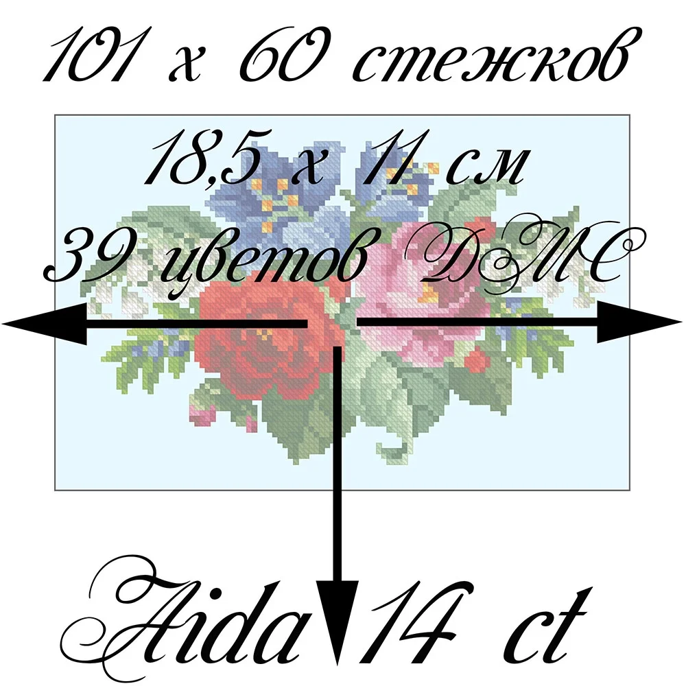 Миниатюрка с камелиями восстановленная старинная схема вышивки - скриншот 1