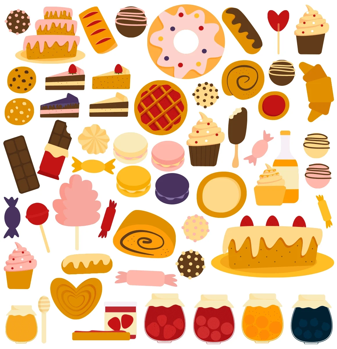Набор векторных иллюстраций "Сладости" - скриншот 1