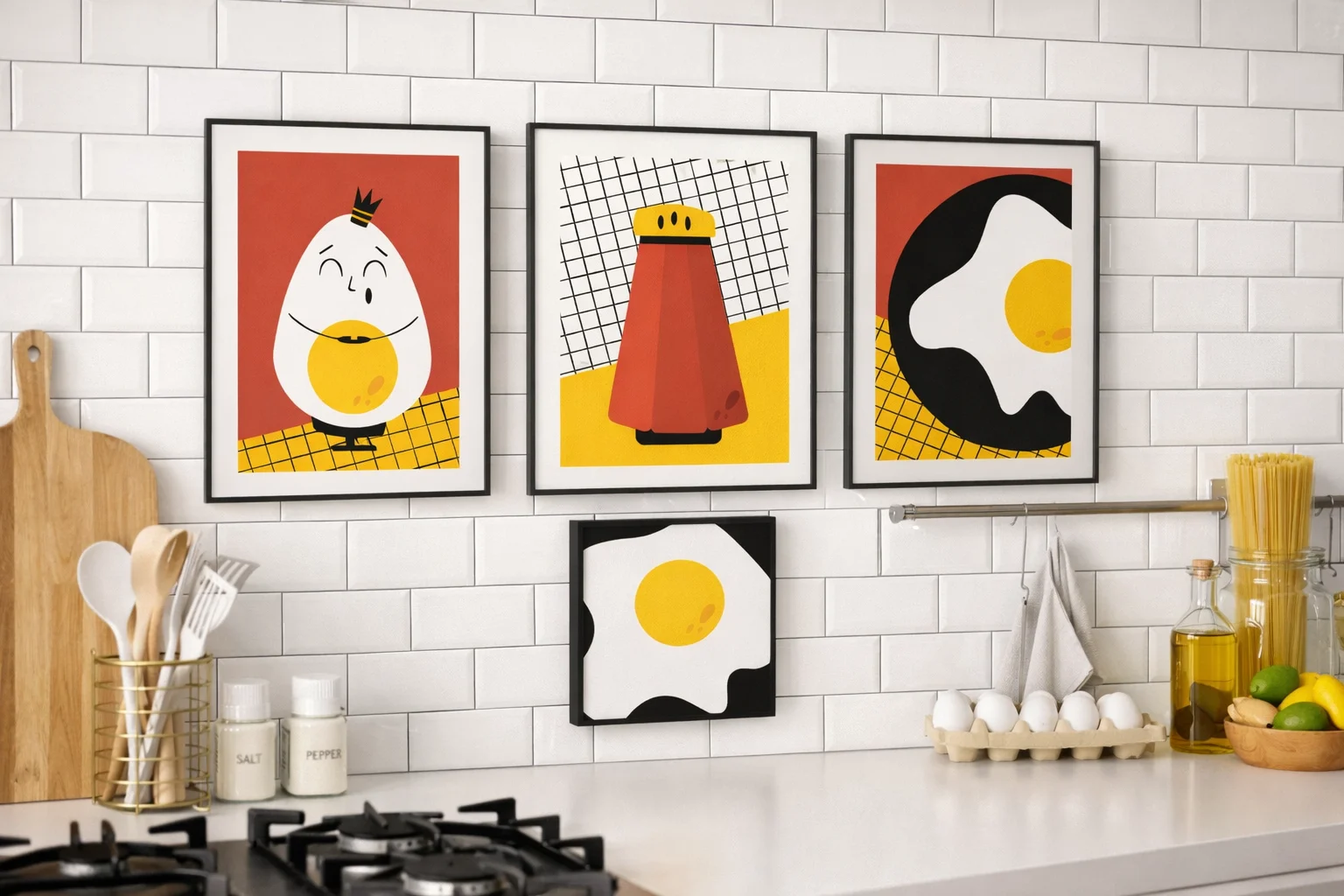 Набор интерьерных постеров "Сытный завтрак" | Постера А3 для печати - скриншот 2