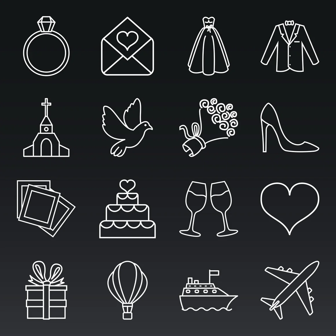 Свадебные иконки в разных стилях - скриншот 1