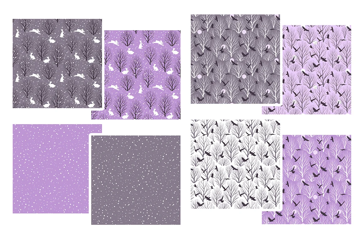 Набор бесшовных паттернов «Сумеречный лес» - скриншот 2