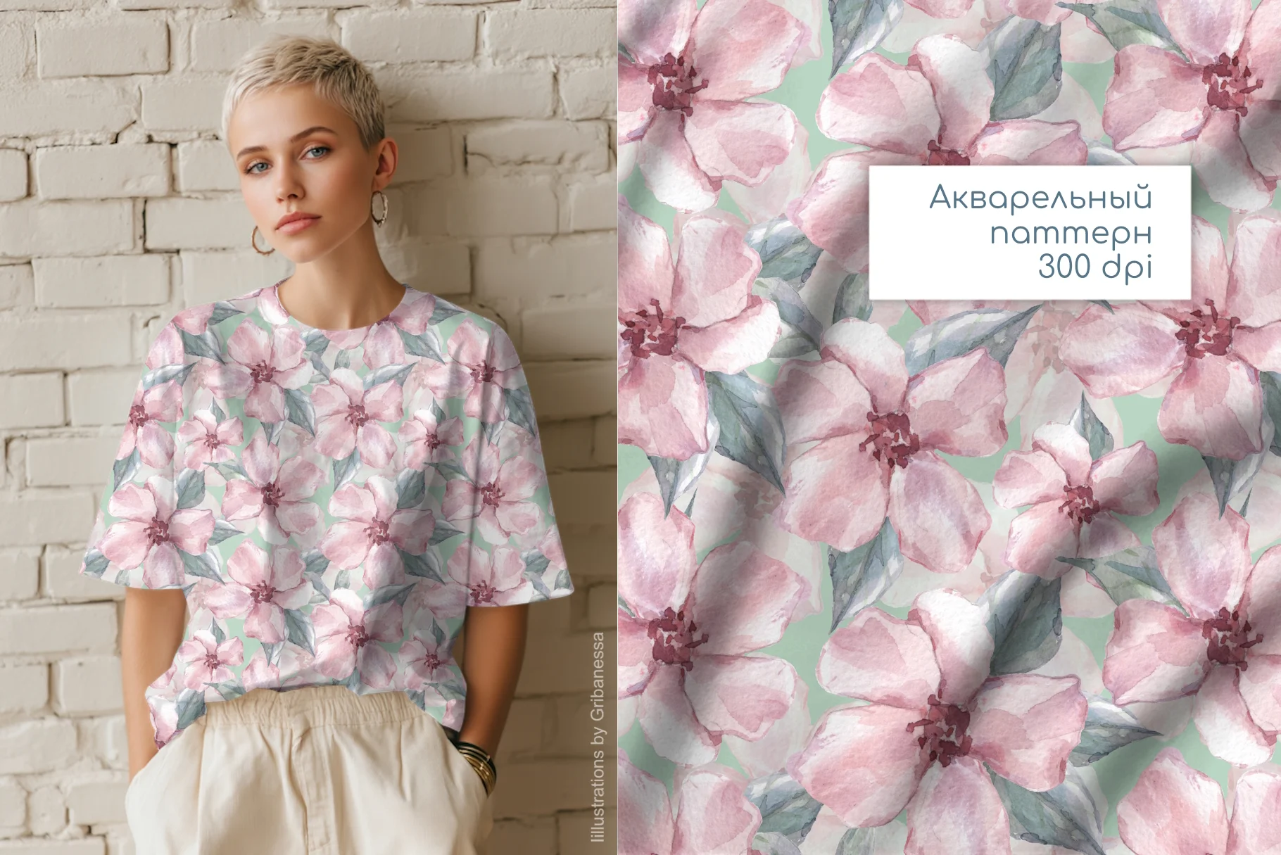 Акварельный паттерн Весенние цветы - скриншот 1