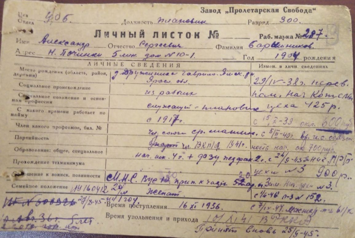 Личный листок