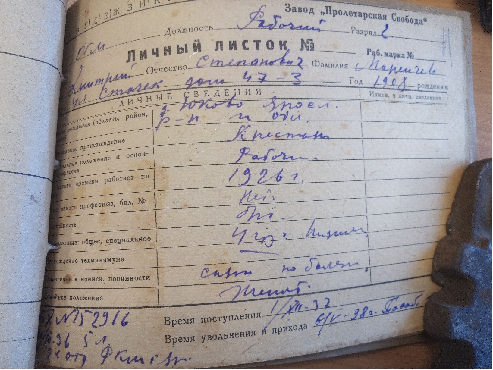 Личный листок