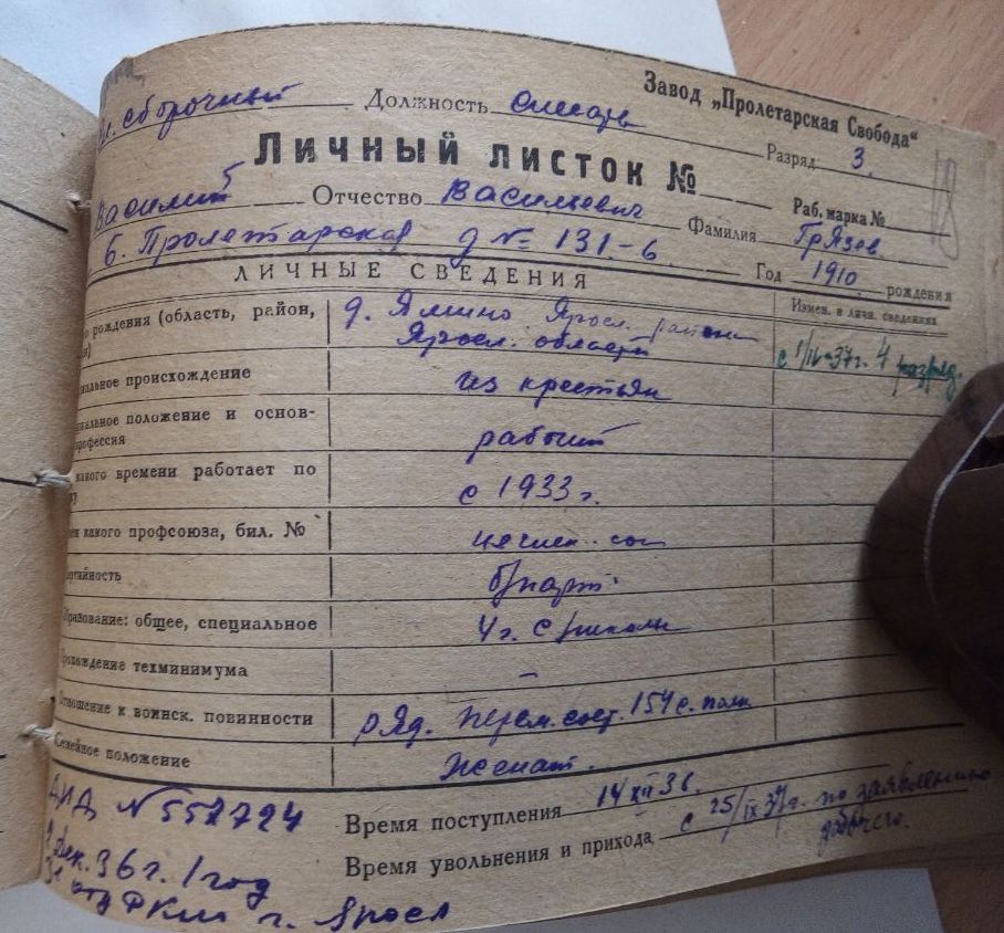 Личный листок