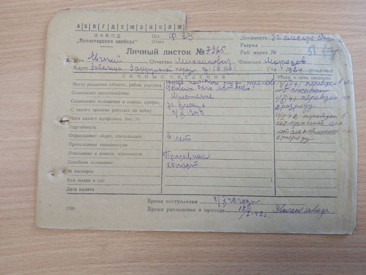 Личный листок