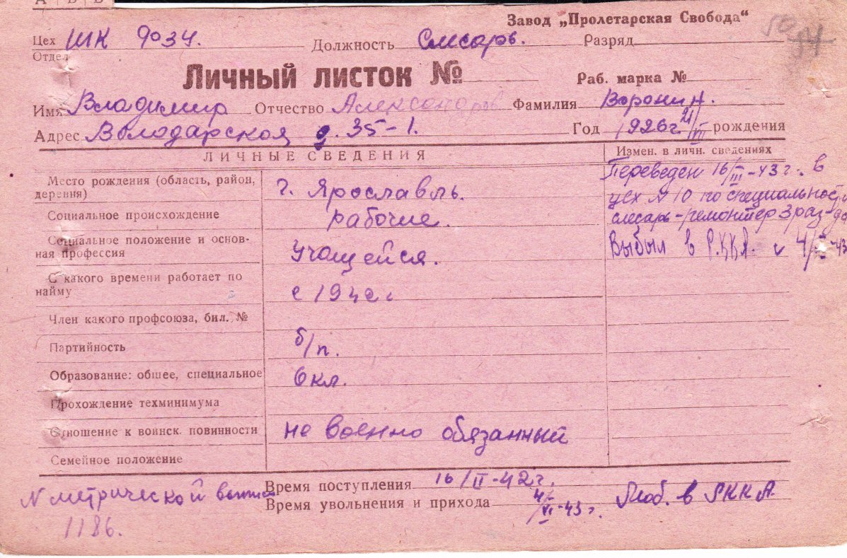 Личный листок