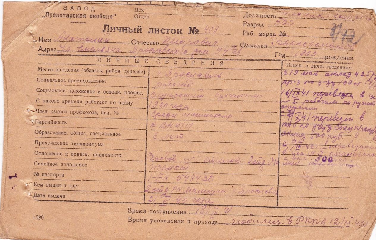 Личный листок