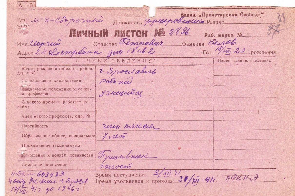 Личный листок