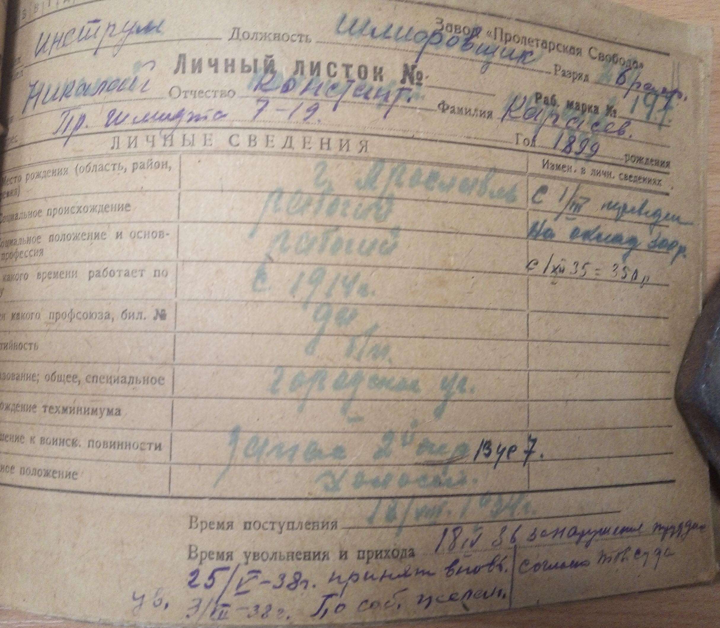 Личный листок